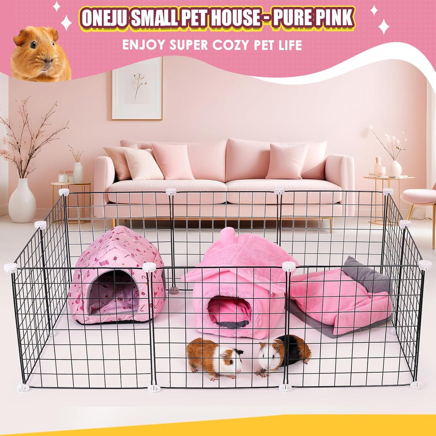 Escondite para Cobayas ONEJU Rosa Puro con Techo Separado