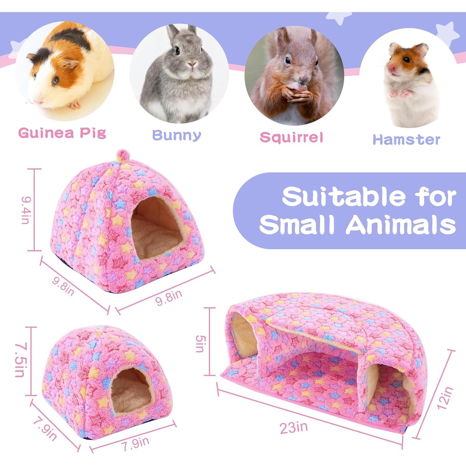 Accesorios para Cobayas MABOZOO - 2 Camas y Túnel Rosa L