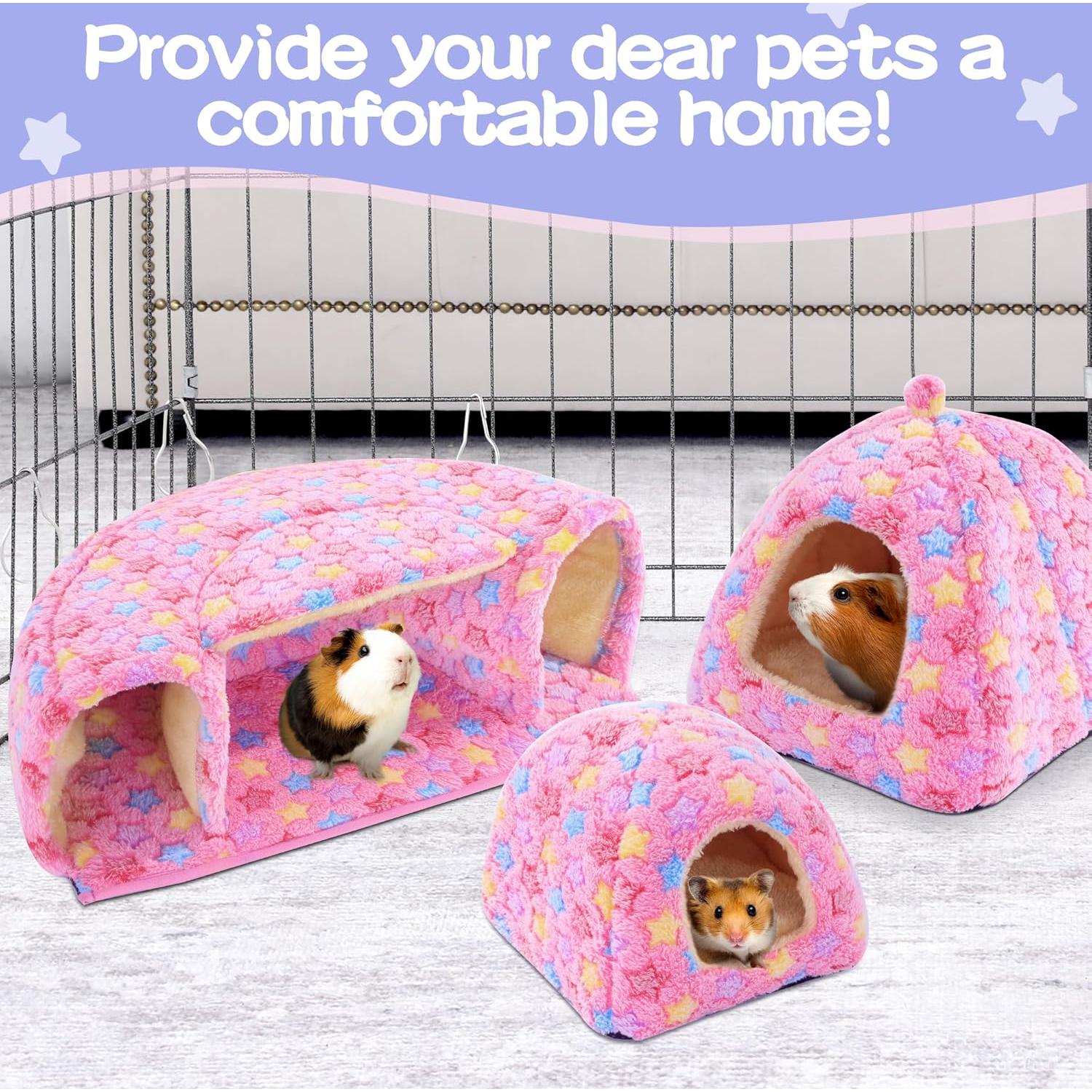 Accesorios para Cobayas MABOZOO - 2 Camas y Túnel Rosa L