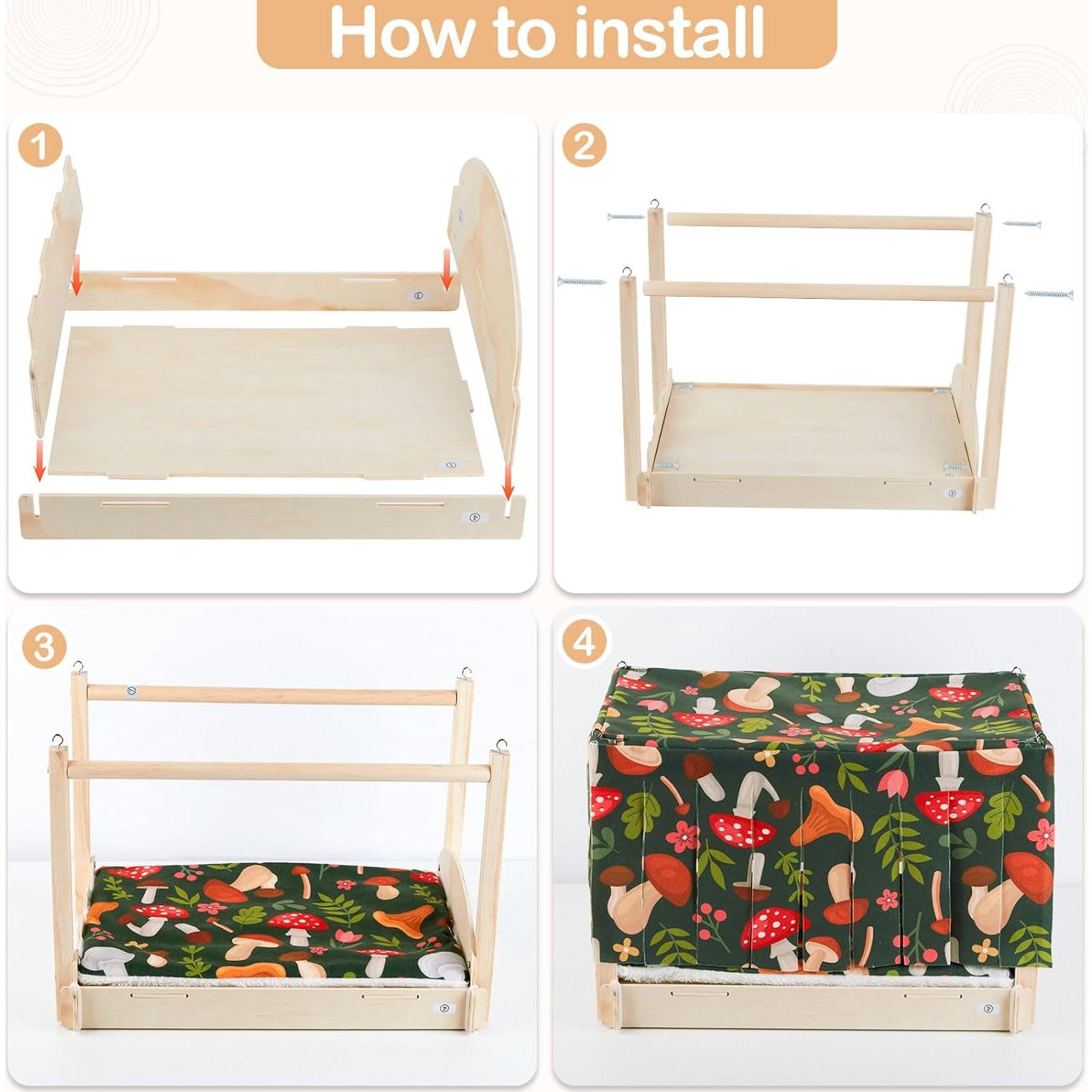 Cama para Cobayas Glittme con Cortina y Alfombrilla Impermeable