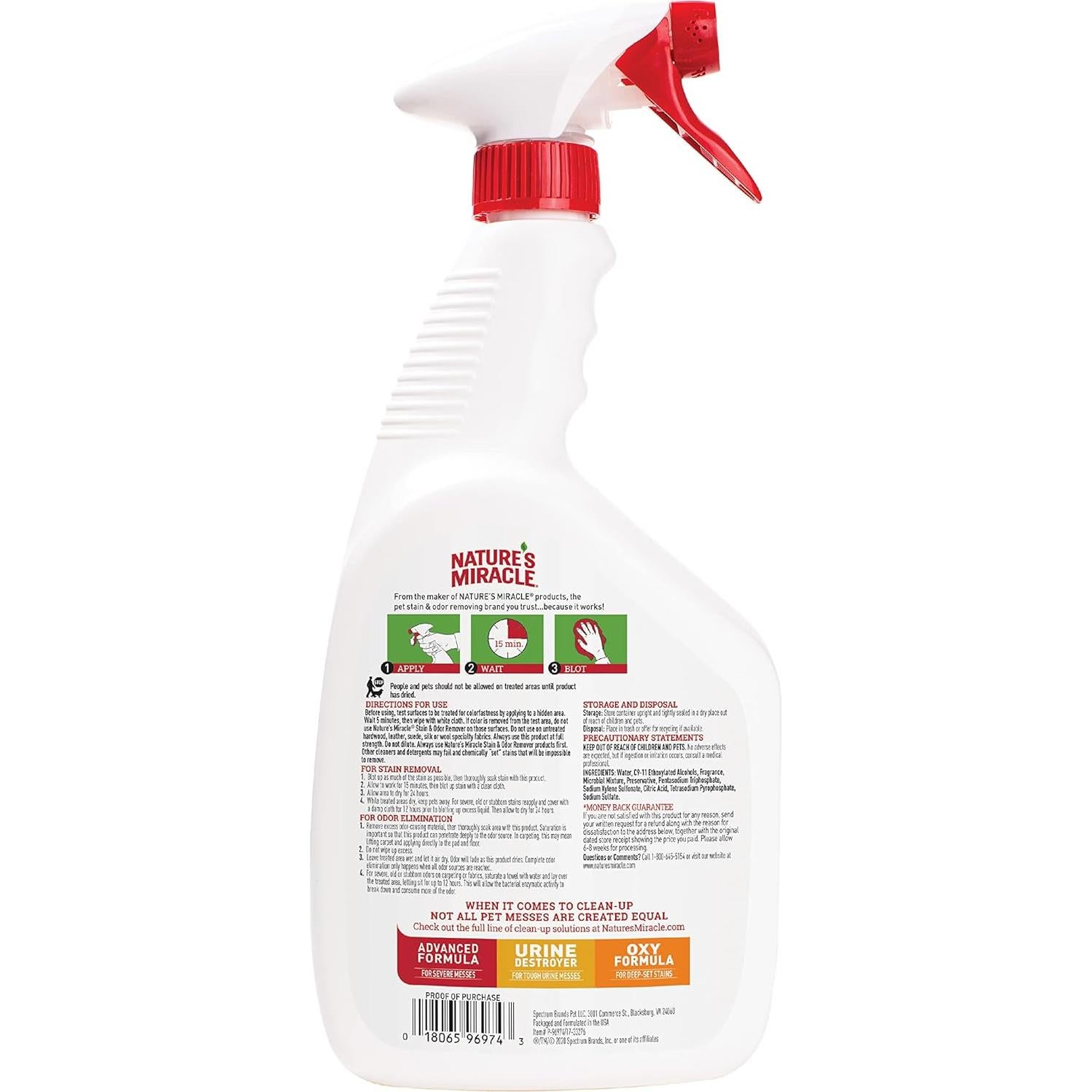 Removedor de Manchas y Olores Nature's Miracle 0.95L Enzimático