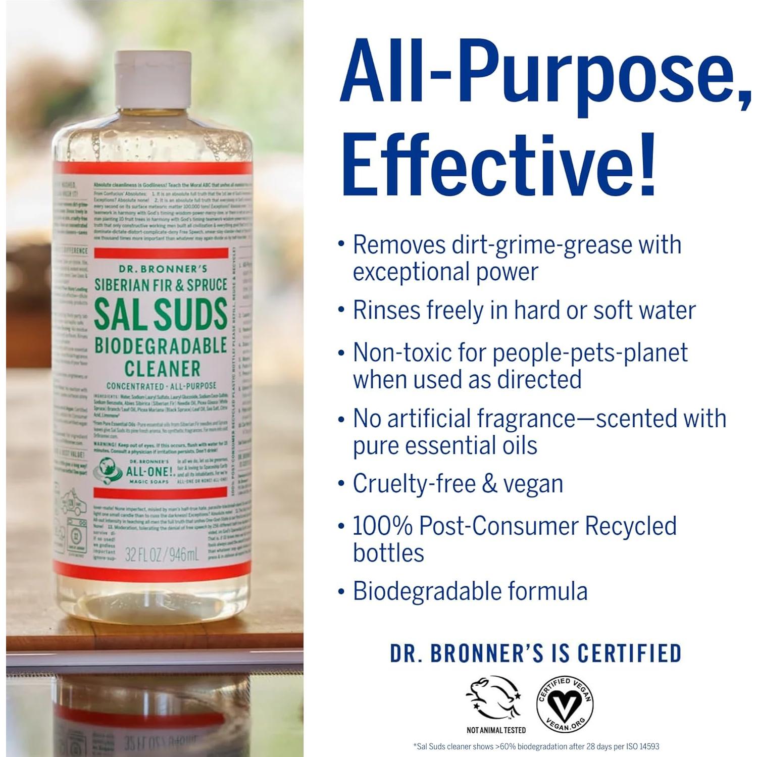 Dr. Bronner's Sal Suds Limpiador Biodegradable 3.78L Multiusos