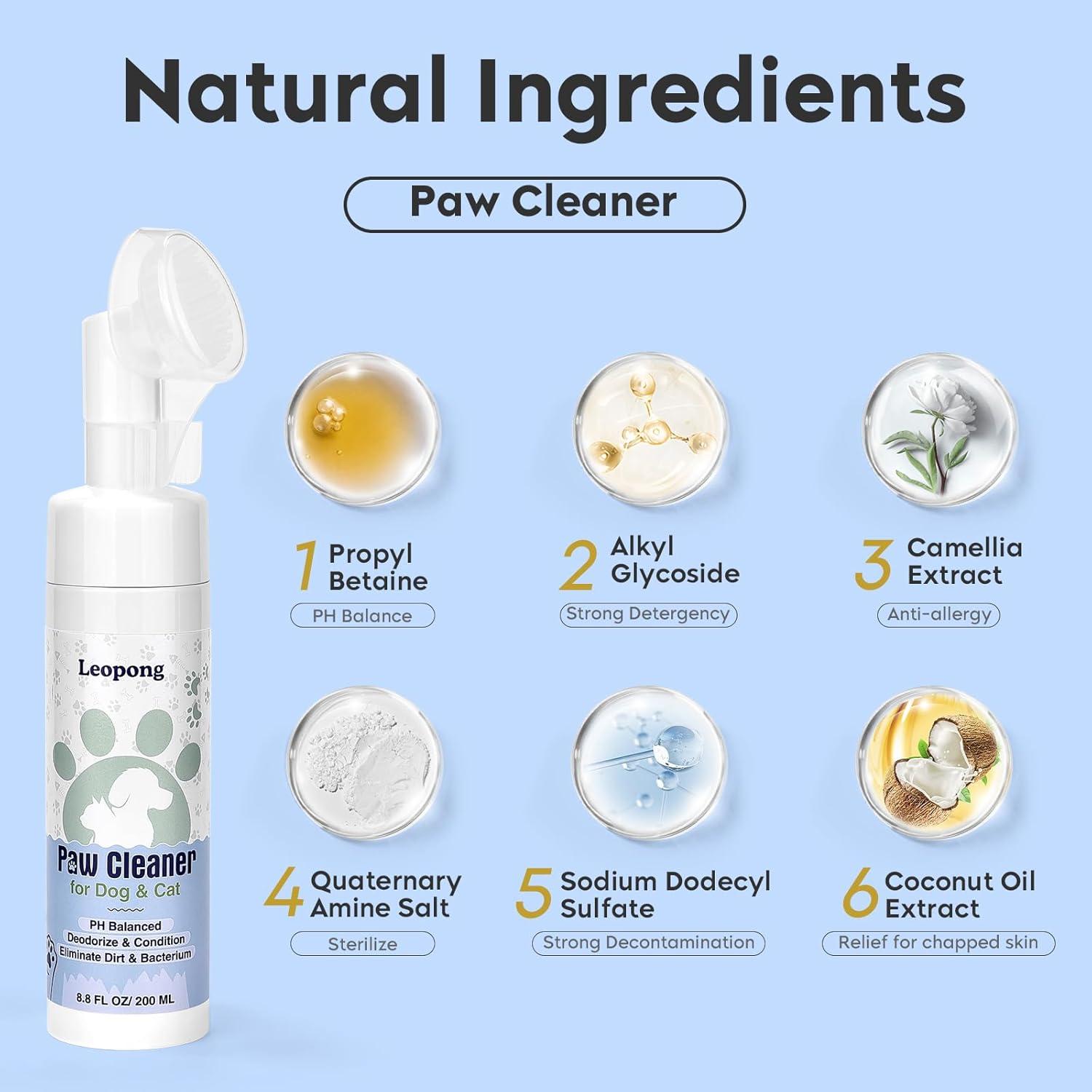 Limpiador de Patas para Perros y Gatos Leopong 272g Espuma Sin Enjuague