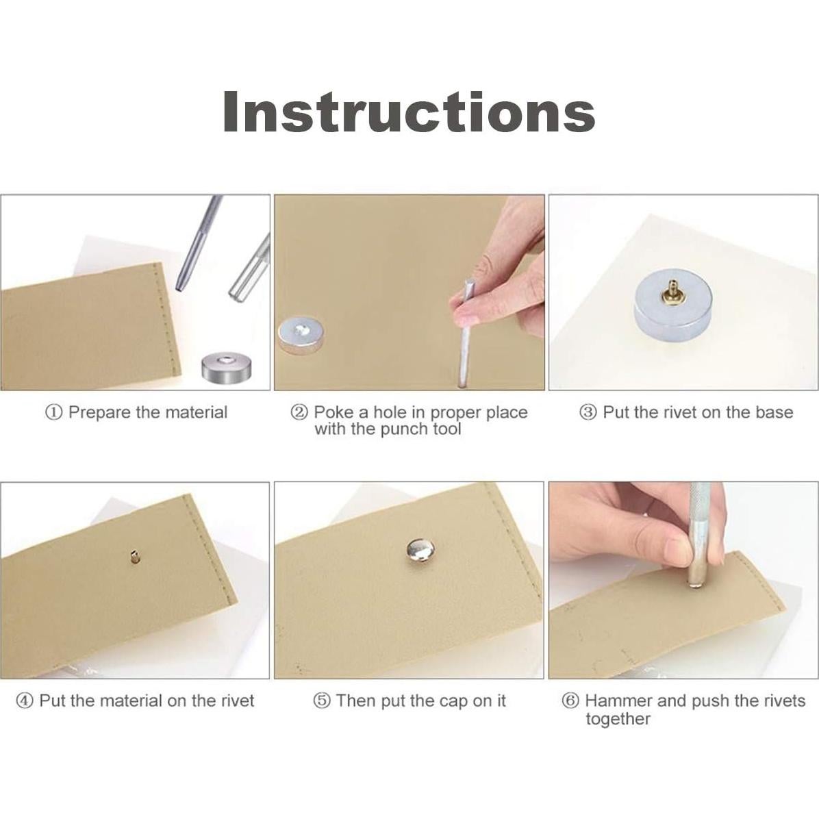 Kit de Remaches de Cuero EuTengHao 484 Piezas 4 Colores