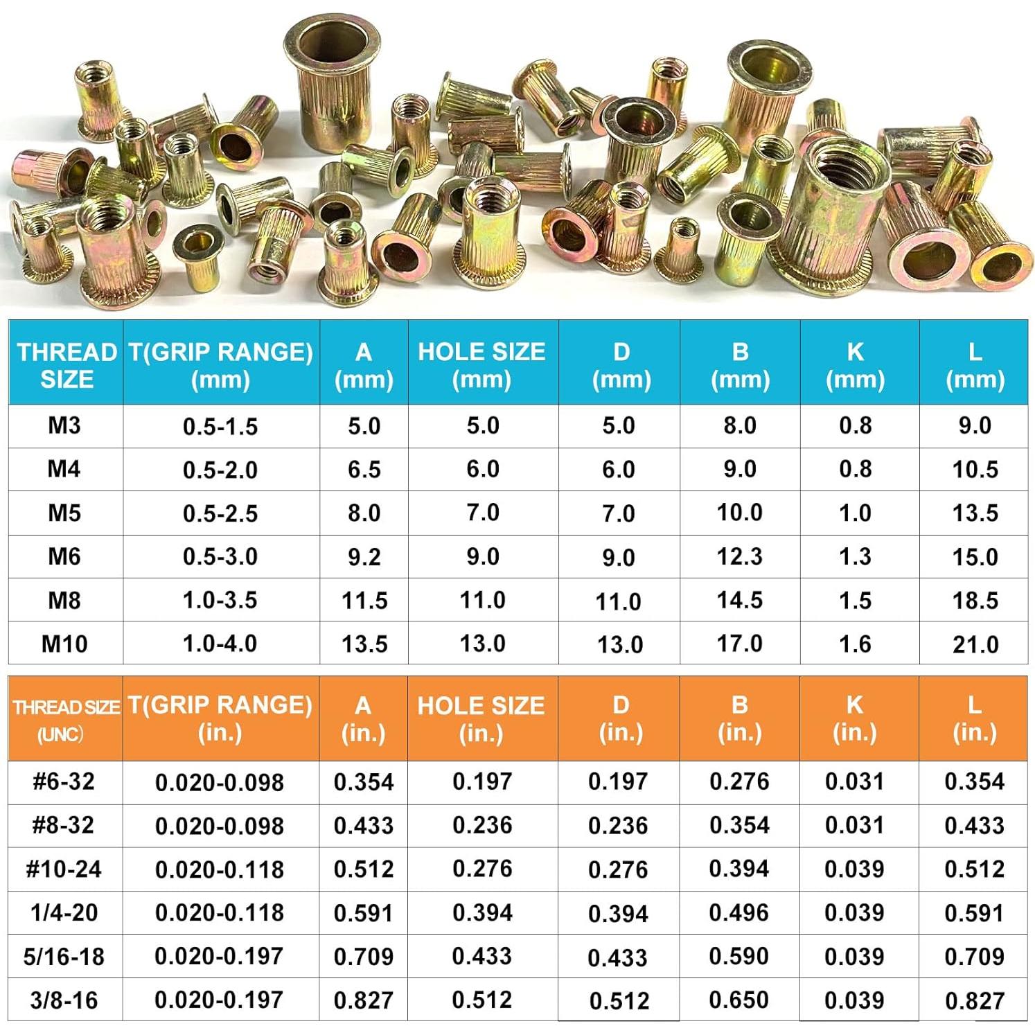 Kit de Tuercas Remachadas 520pcs TrivdPro Acero Galvanizado