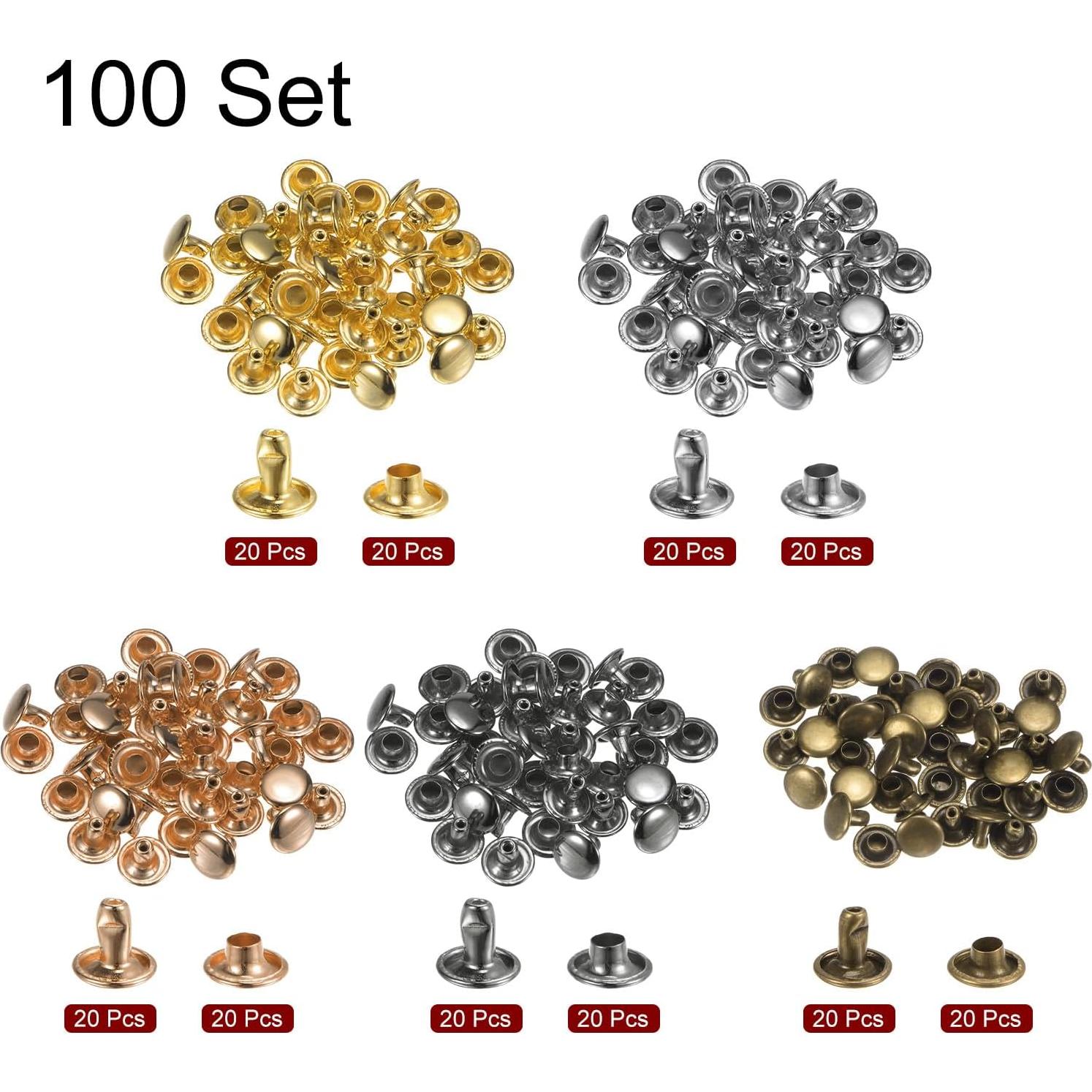 Remaches de Cuero HARFINGTON 100 Unidades 8mm x 6mm Metálicos