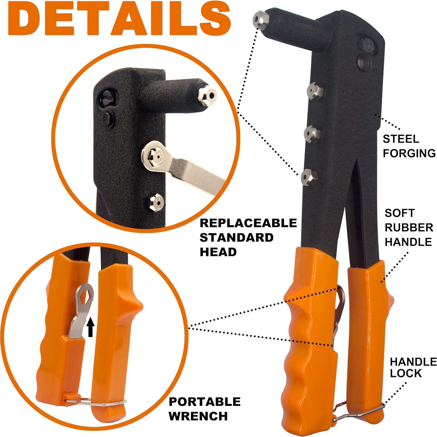 Kit de Remaches Ciegos de Aluminio 225 Piezas con Remachadora Manual XM