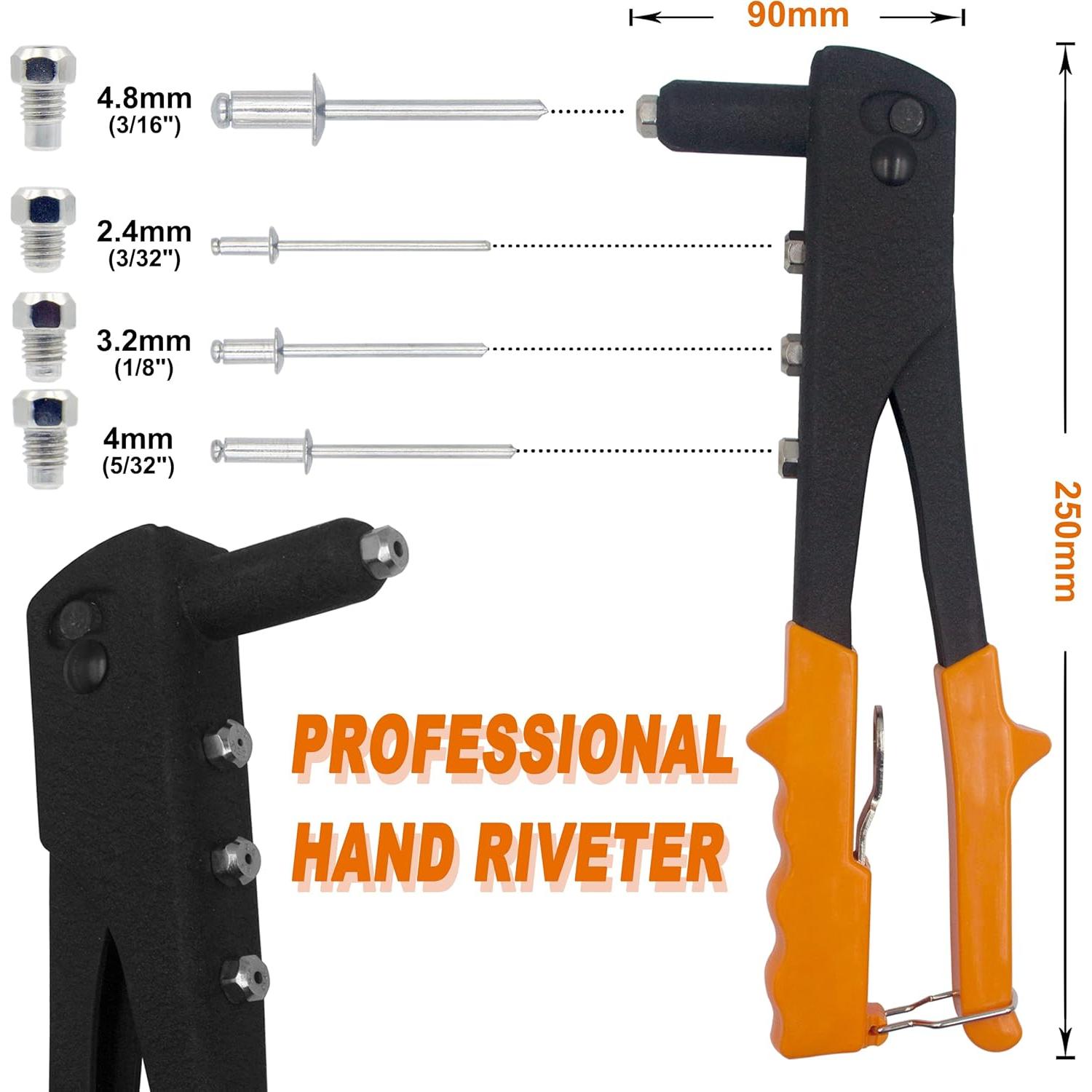 Kit de Remaches Ciegos de Aluminio 225 Piezas con Remachadora Manual XM