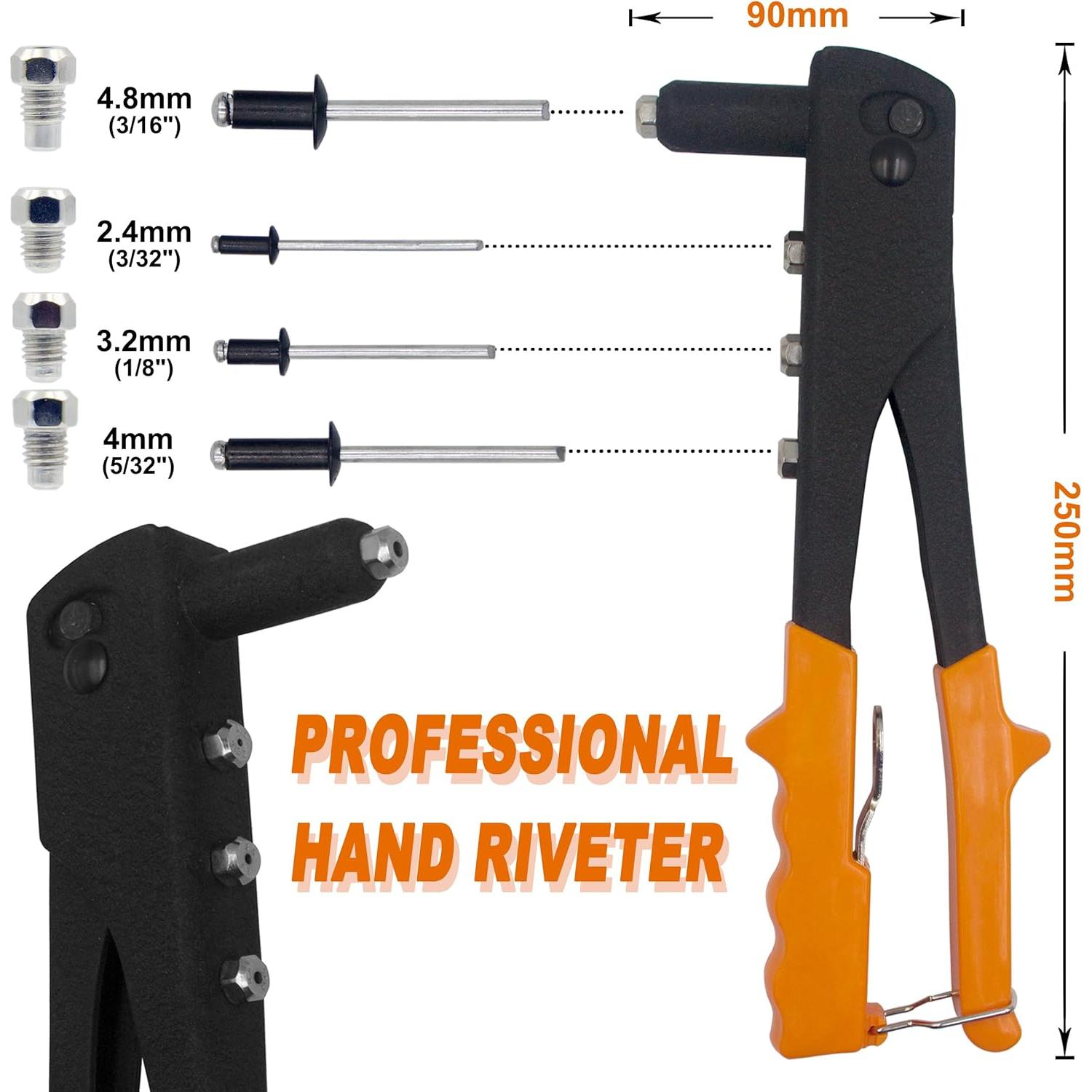 Kit de 225 Remaches Ciegos Aluminio Negro con Remachadora XM