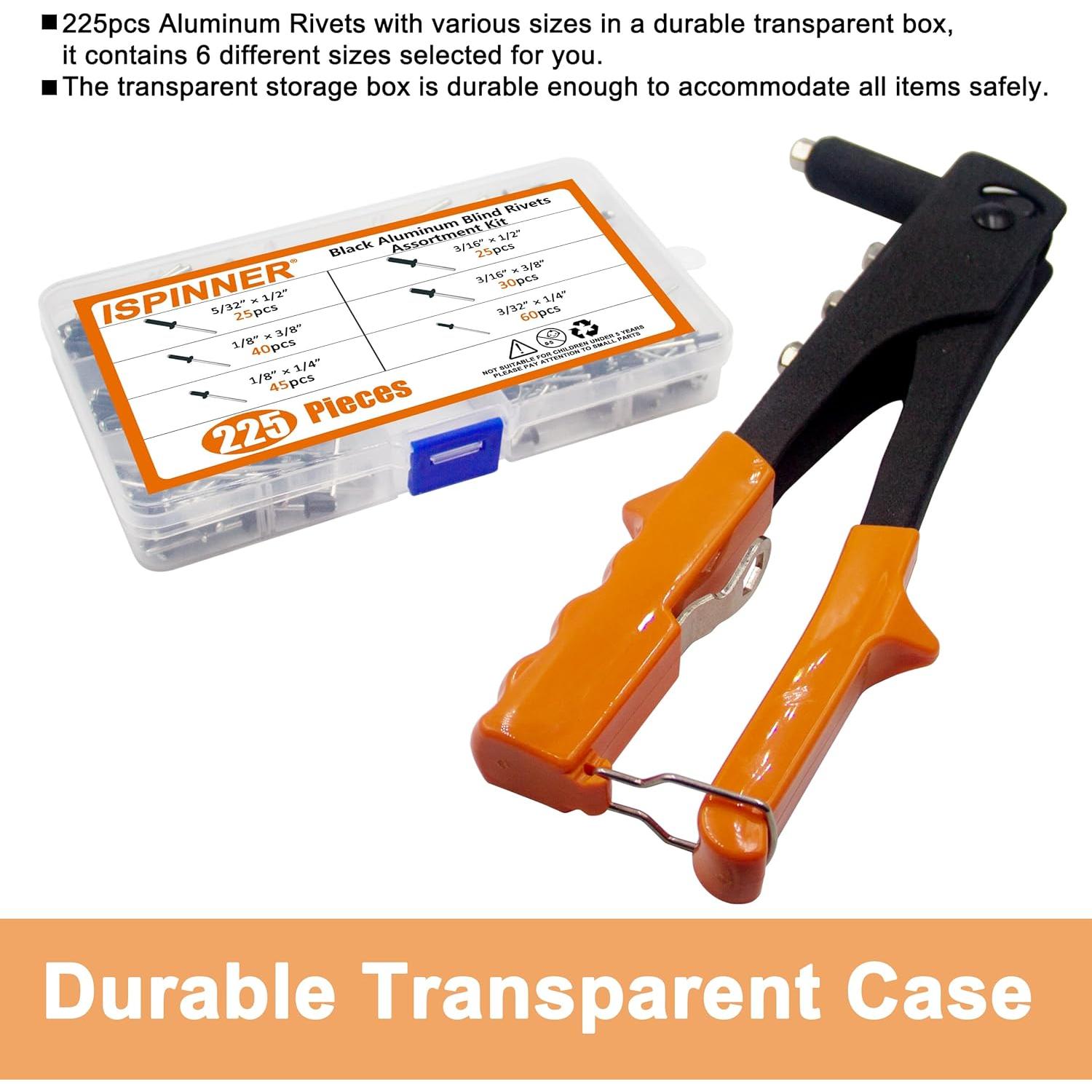 Kit de 225 Remaches Ciegos Aluminio Negro con Remachadora XM