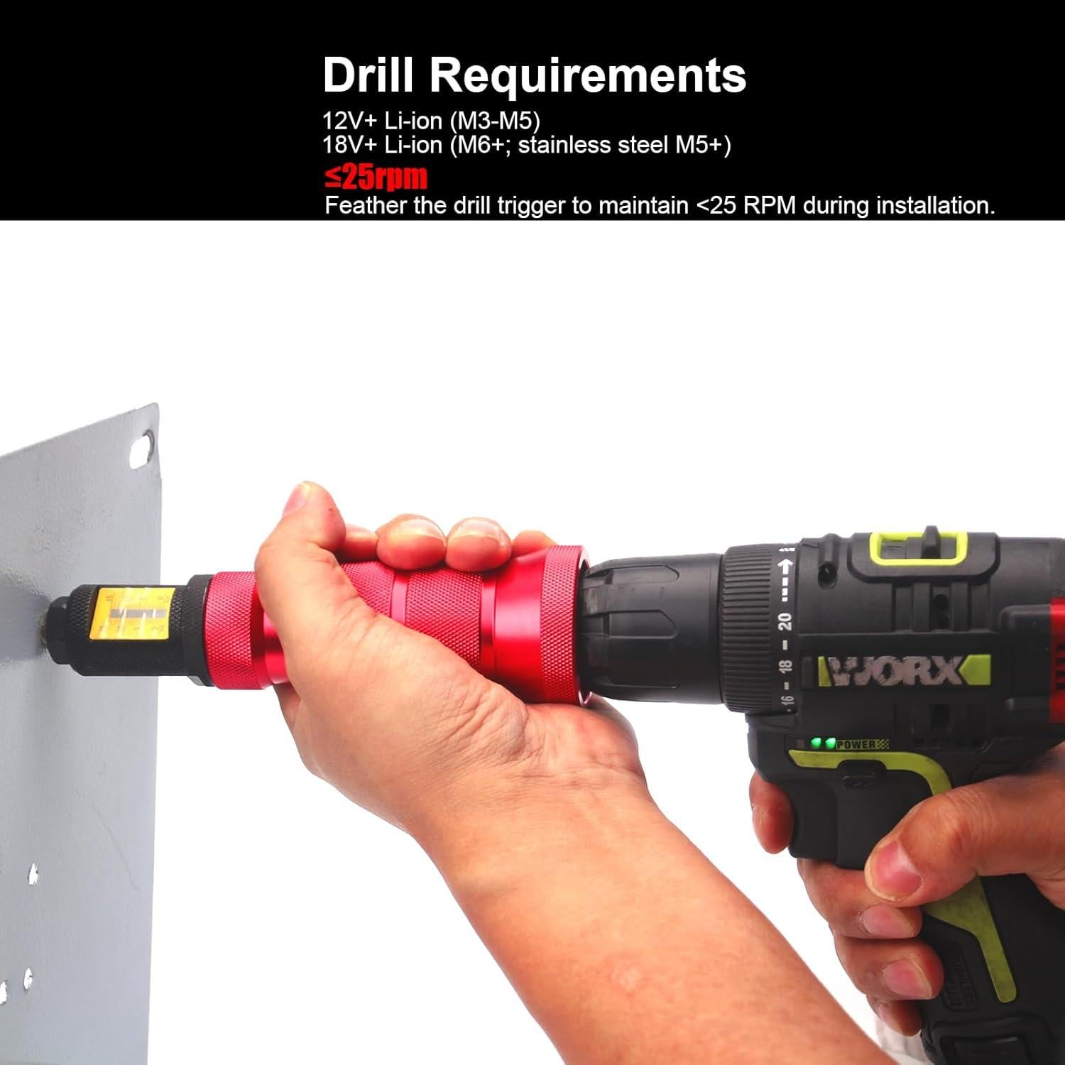 Adaptador de Taladro Corwin X1S con 150 Tuercas Rivet