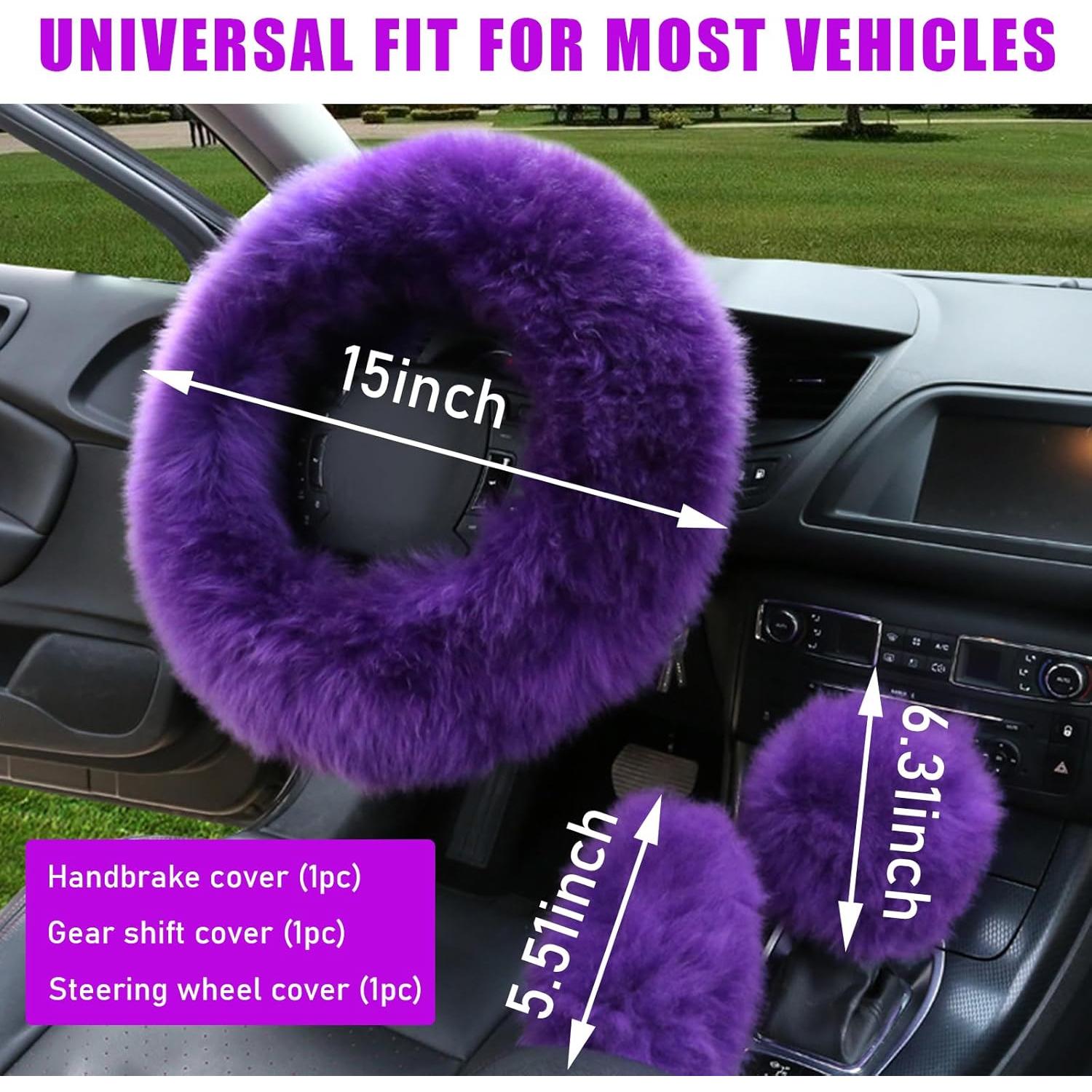 Funda de Volante de Lana Ziciner 15 Pulgadas 3 Piezas Púrpura