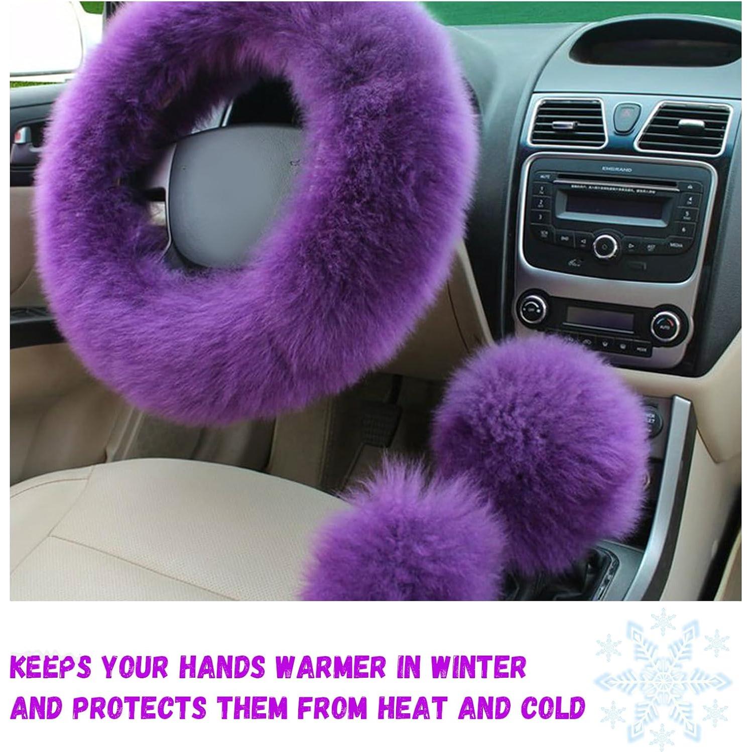 Funda de Volante de Lana Ziciner 15 Pulgadas 3 Piezas Púrpura