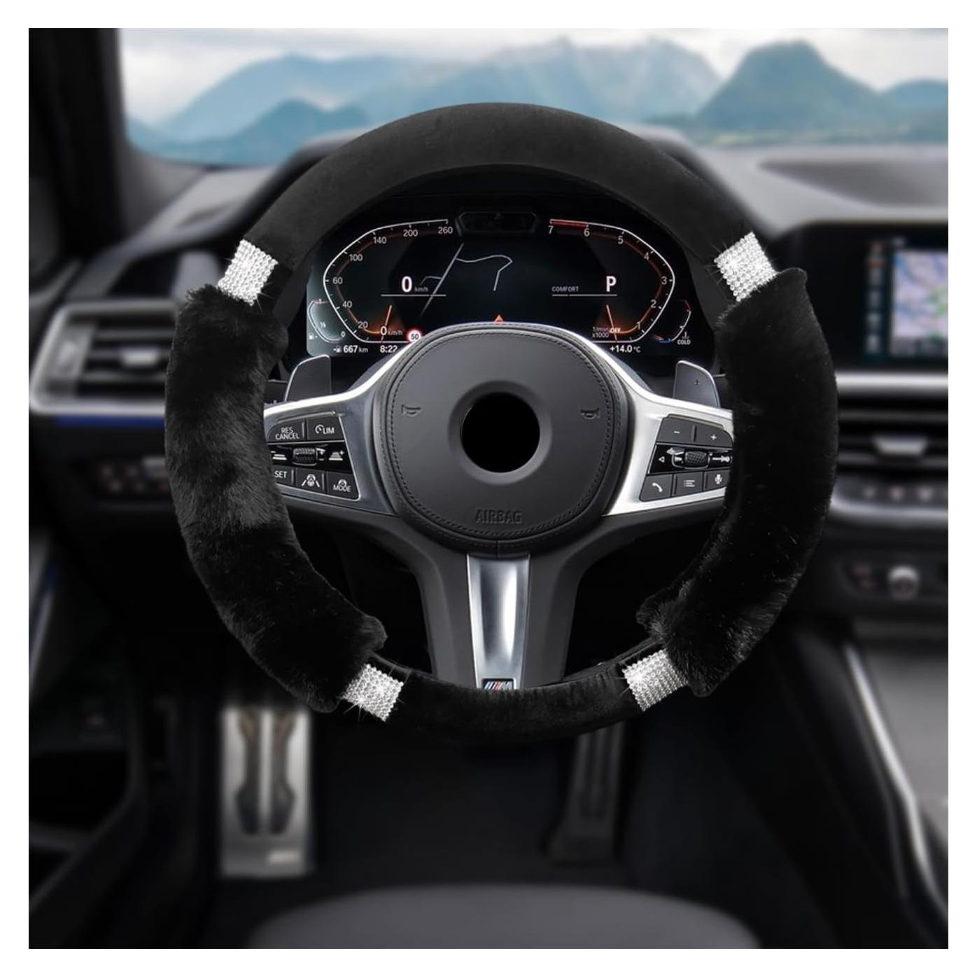 Cubierta de Volante de Coche Suvnie de Peluche Antideslizante 37-38 cm