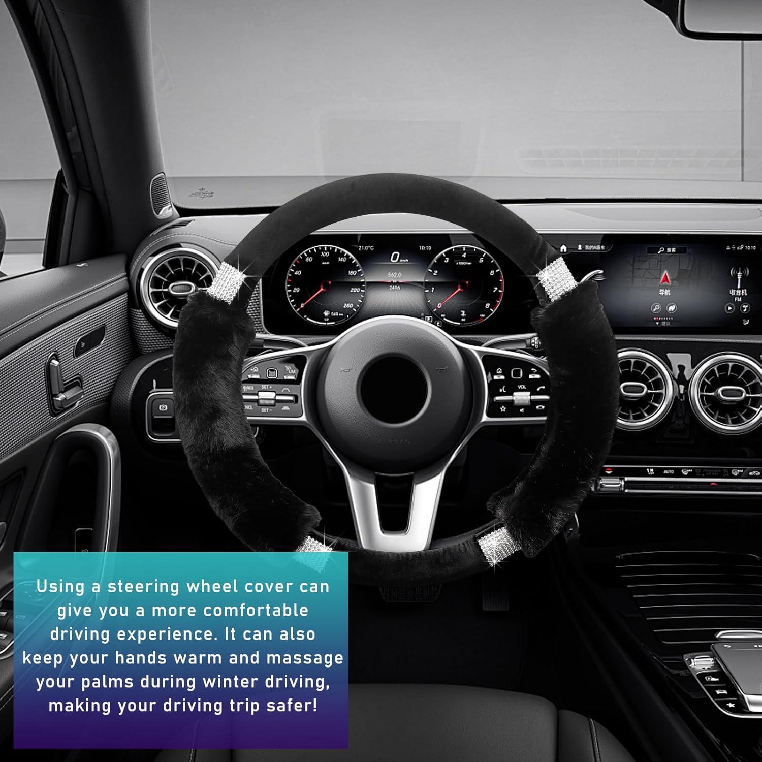 Cubierta de Volante de Coche Suvnie de Peluche Antideslizante 37-38 cm