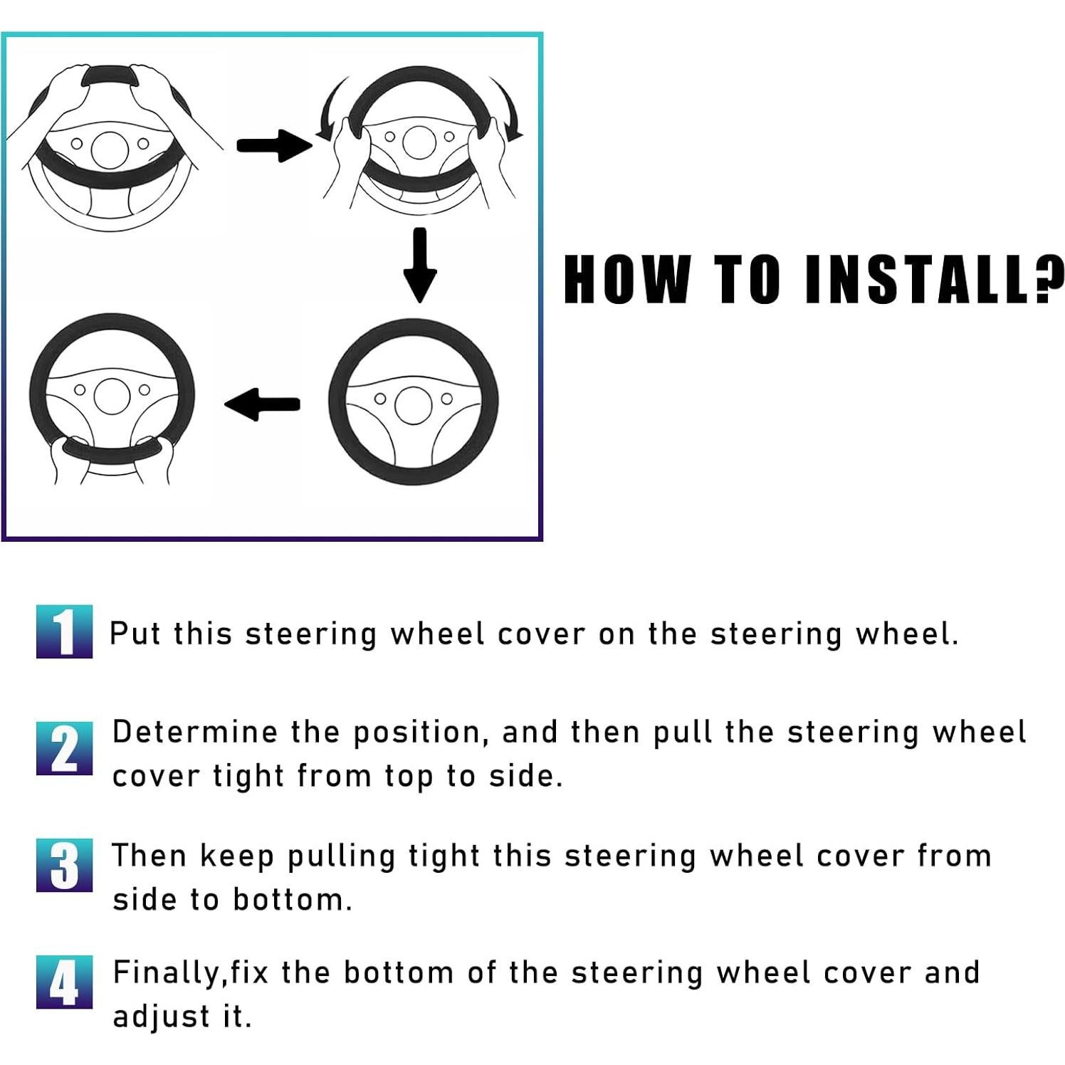 Cubierta de Volante de Coche Suvnie de Peluche Antideslizante 37-38 cm