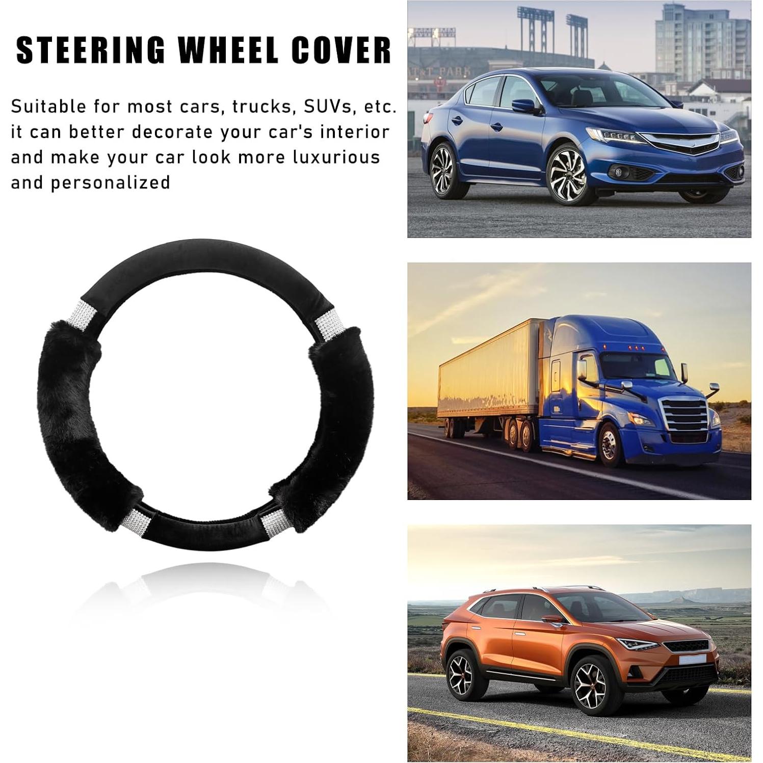 Cubierta de Volante de Coche Suvnie de Peluche Antideslizante 37-38 cm