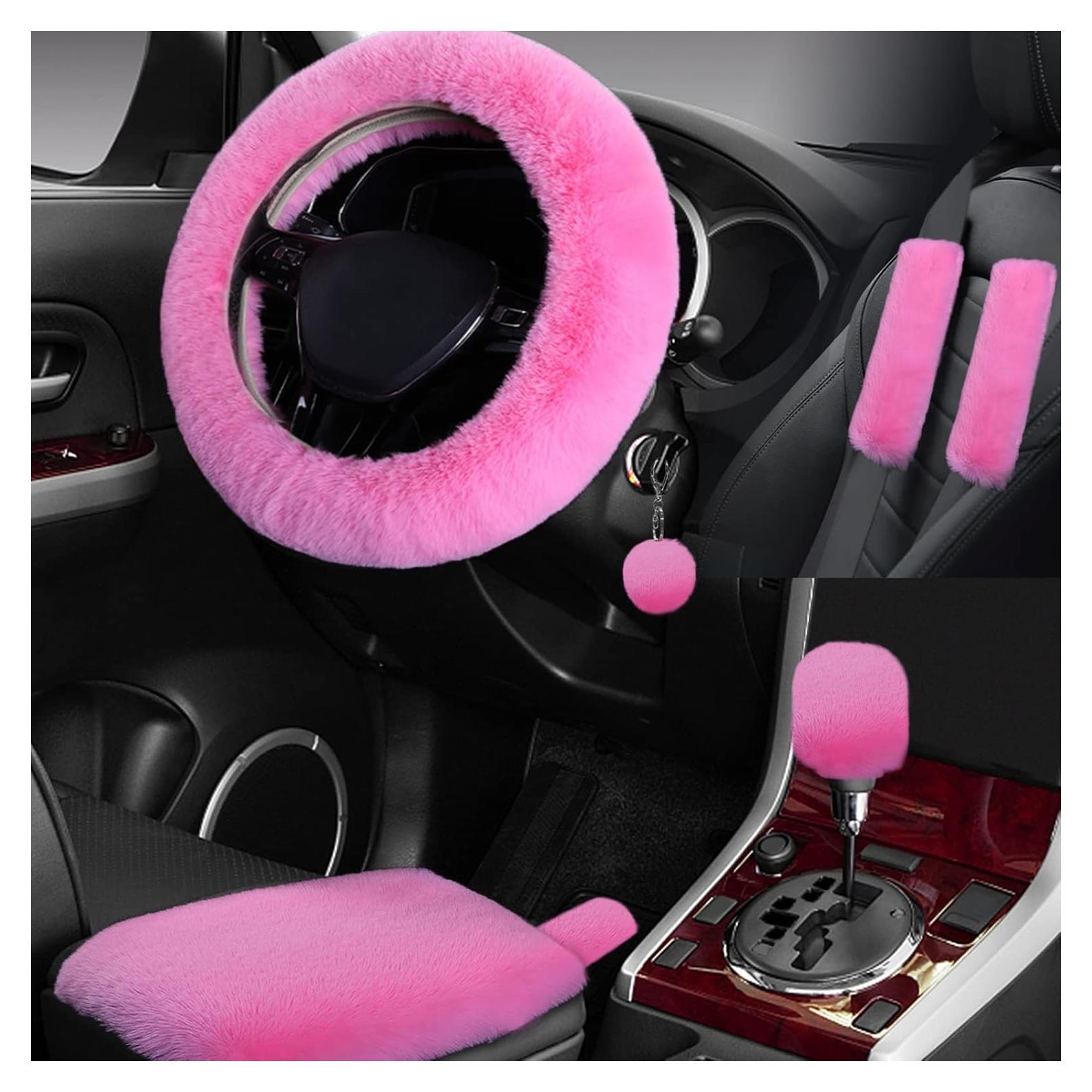 Juego de 7 Accesorios Estéticos para Automóvil Wazzh Rosa