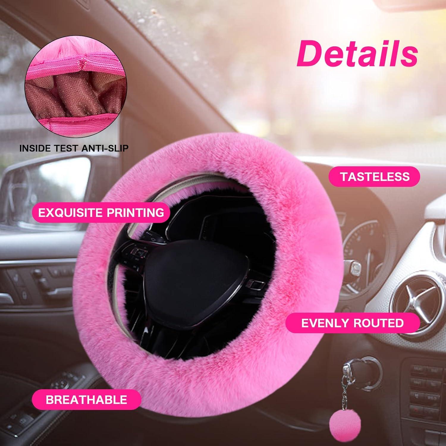 Juego de 7 Accesorios Estéticos para Automóvil Wazzh Rosa