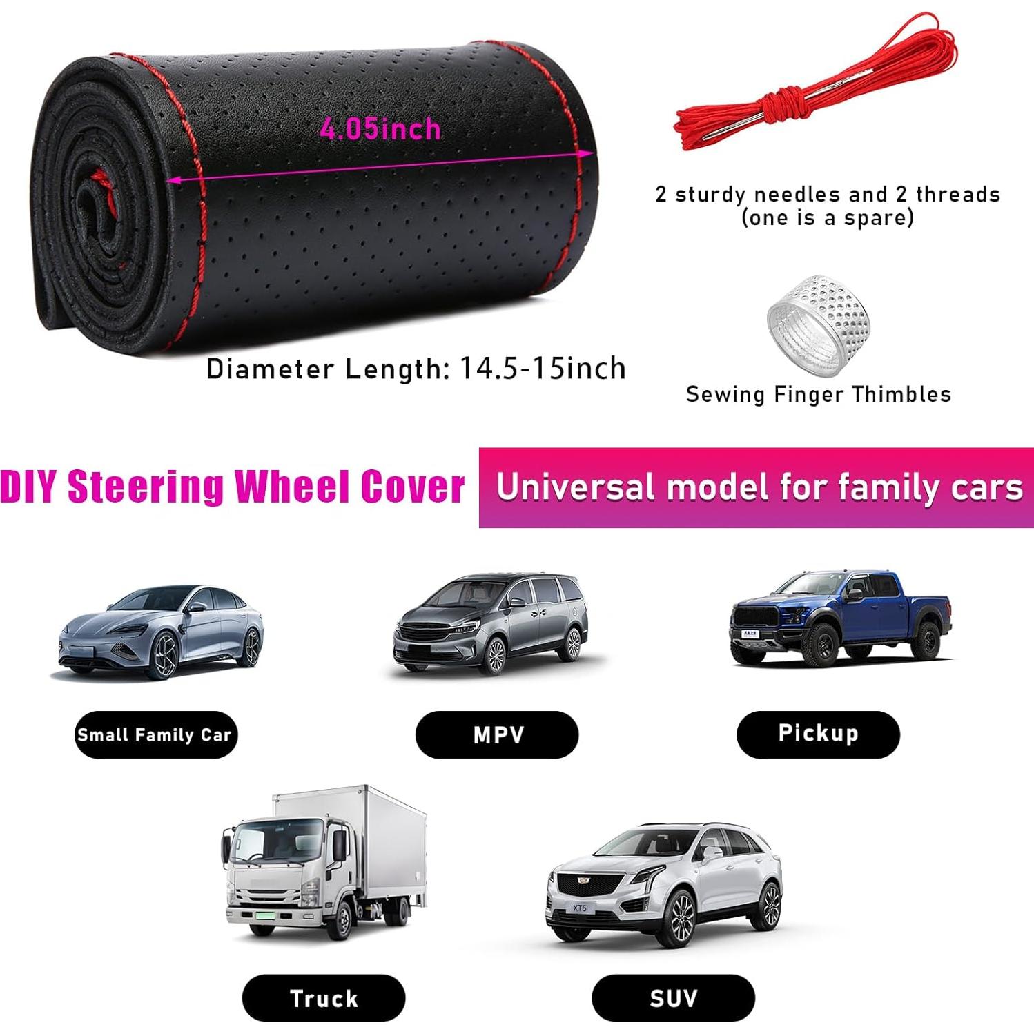 Cubierta de Volante de Cuero Ziciner 38 cm Antideslizante