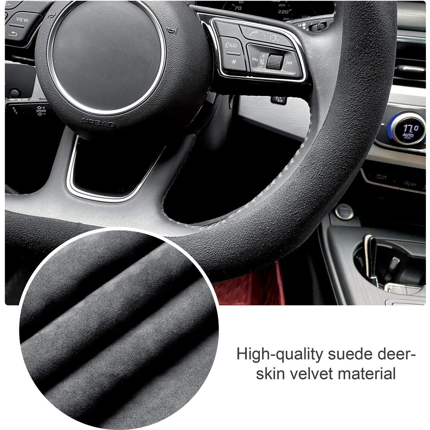 Funda de Volante de Suede Carodi 15" Antideslizante Negra