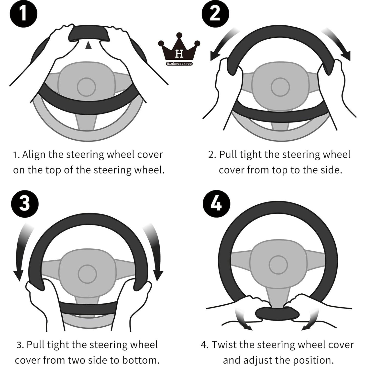 Cubierta de Volante de Coche HighnessHwoo Gato Carbono 37-38cm