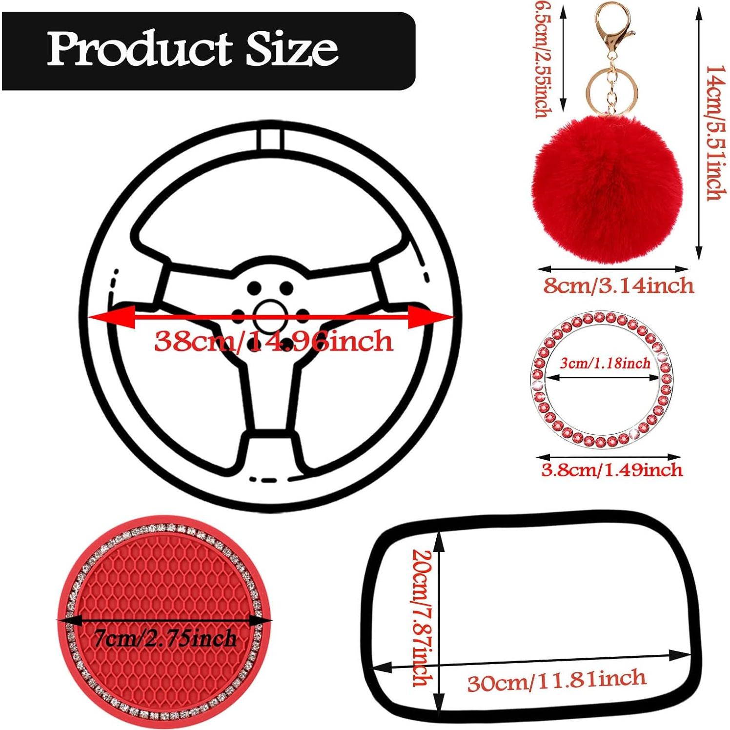 Juego de Accesorios para Auto ZYNQACC - Cubierta de Volante 38cm Rojo