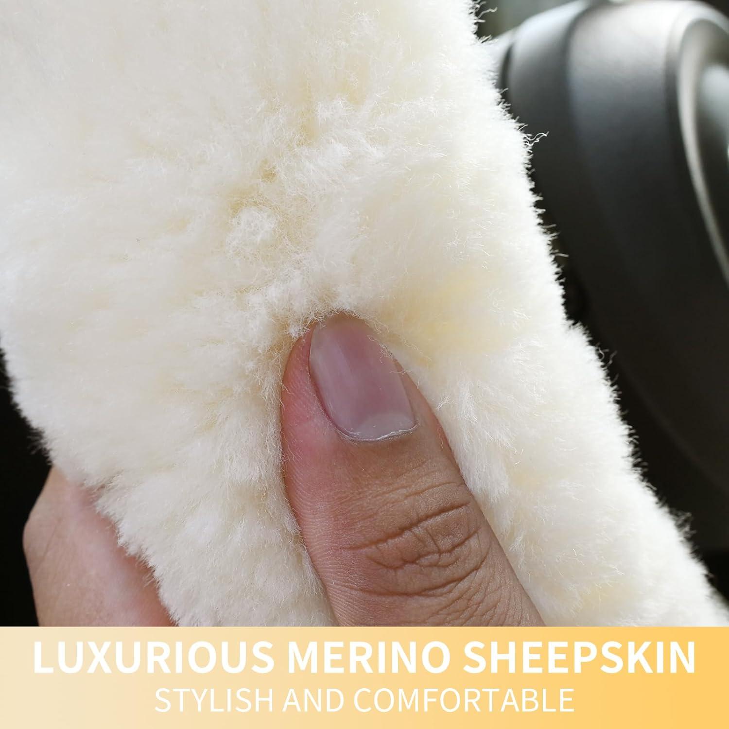 Cubierta de Volante de Piel de Oveja AEGIS - Antideslizante 37-39 cm - Crema