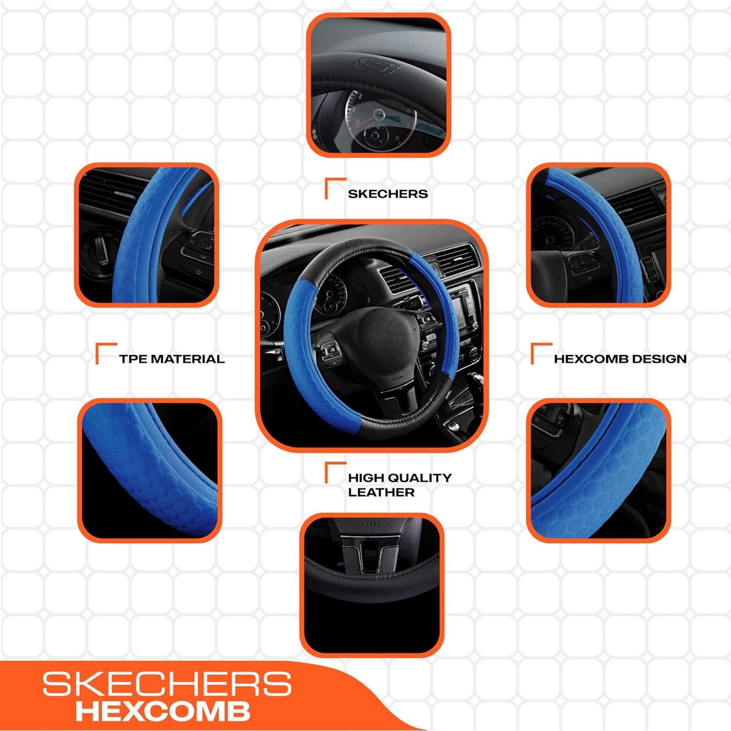 Cubierta de Volante Skechers Azul Cuero TPE 37-38 cm Ajuste Universal
