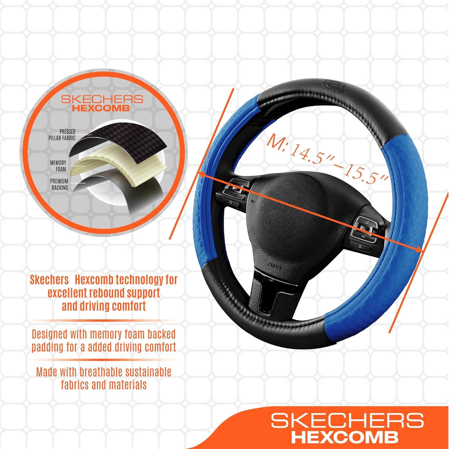 Cubierta de Volante Skechers Azul Cuero TPE 37-38 cm Ajuste Universal