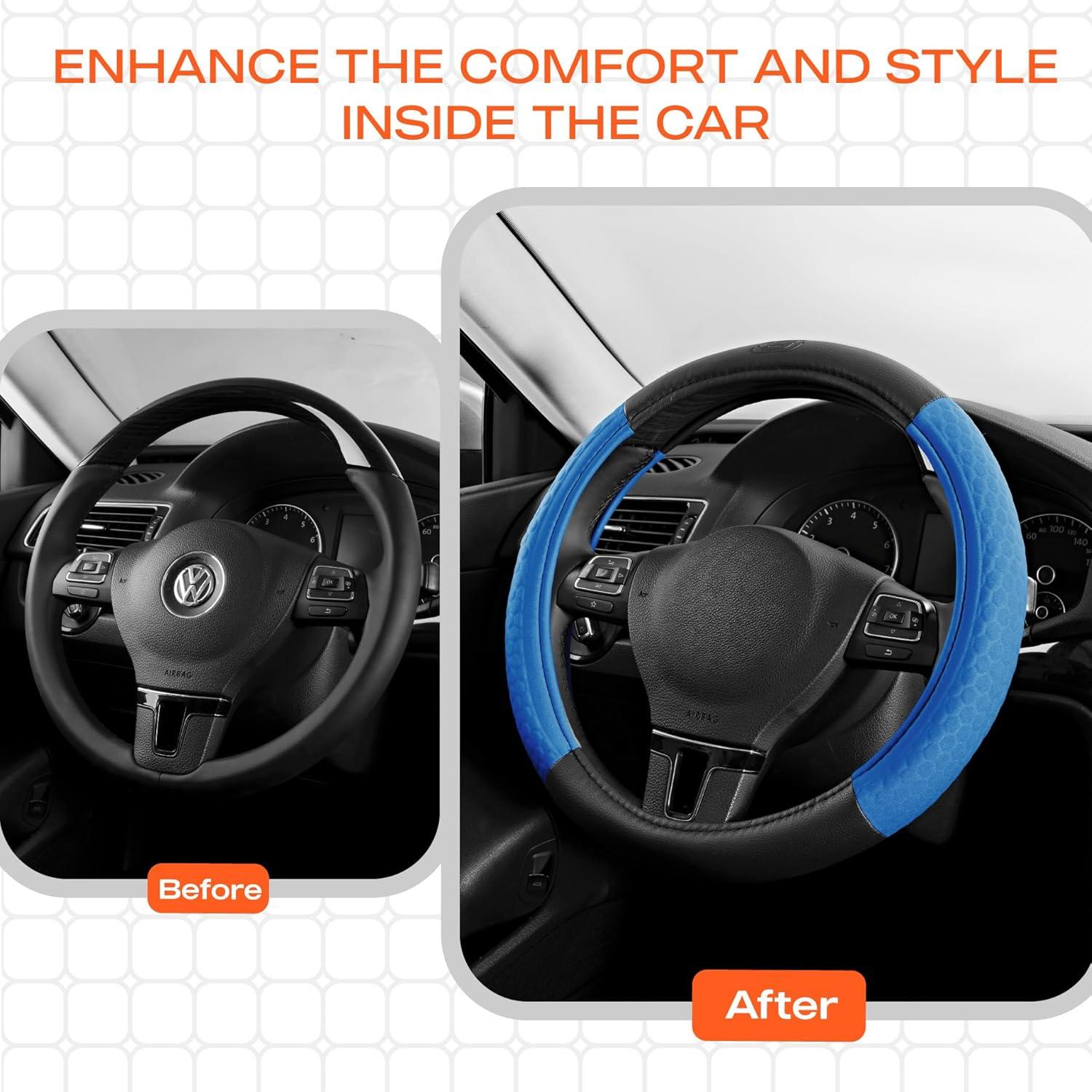 Cubierta de Volante Skechers Azul Cuero TPE 37-38 cm Ajuste Universal