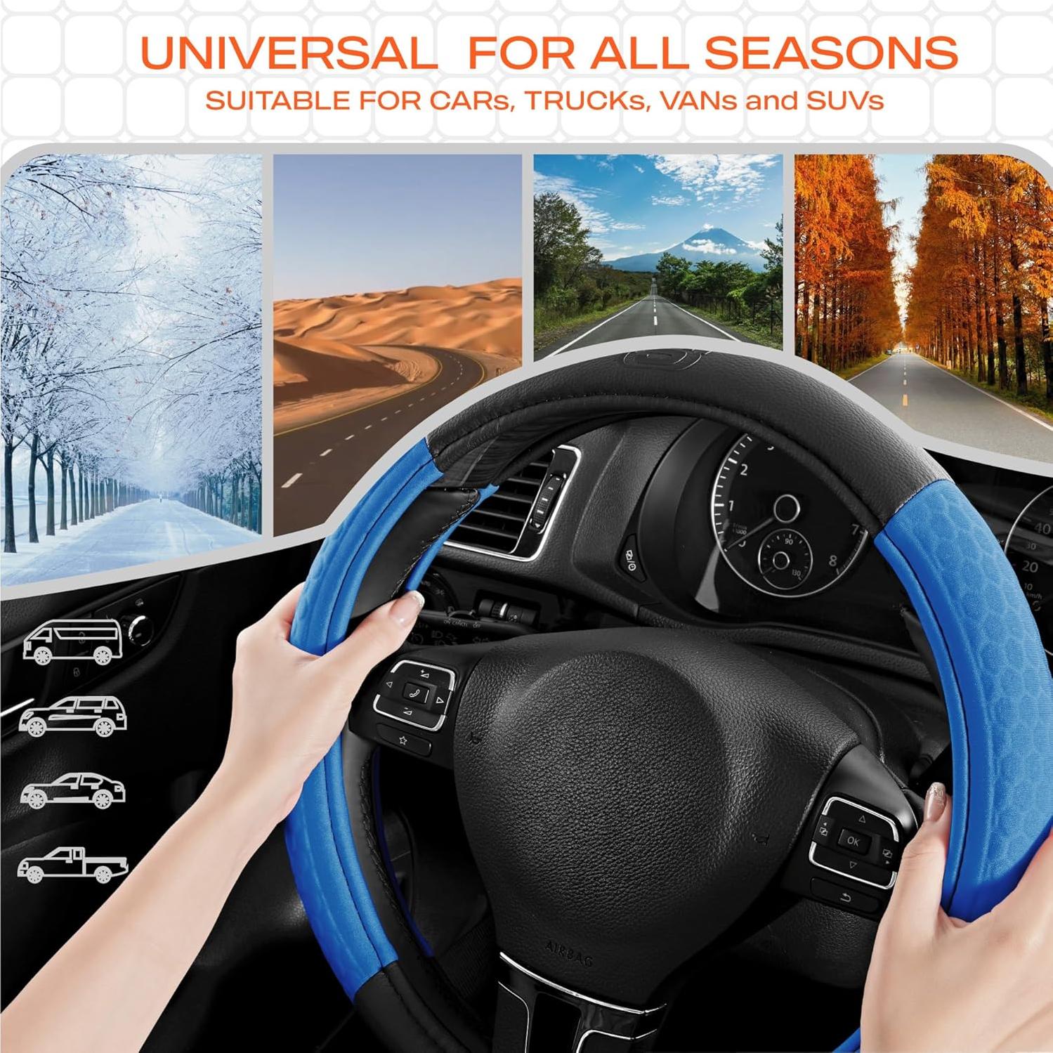 Cubierta de Volante Skechers Azul Cuero TPE 37-38 cm Ajuste Universal