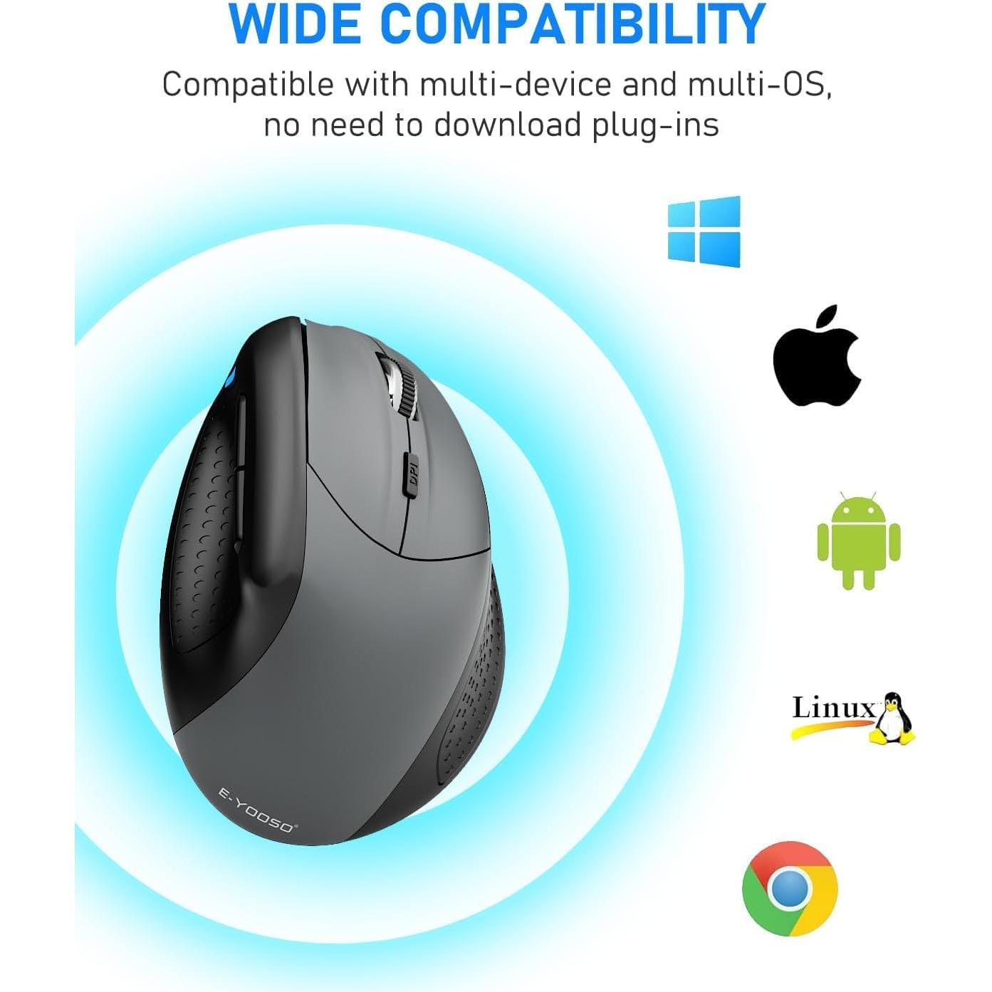 Ratón Ergonómico Inalámbrico E-YOOSO Vertical 4800 DPI