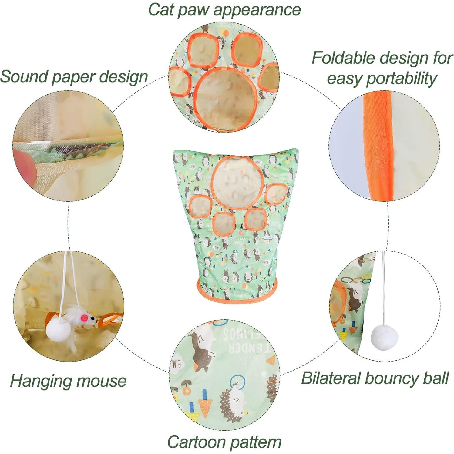 Túnel para gatos Andiker Erizo 43x28x33cm con juguetes