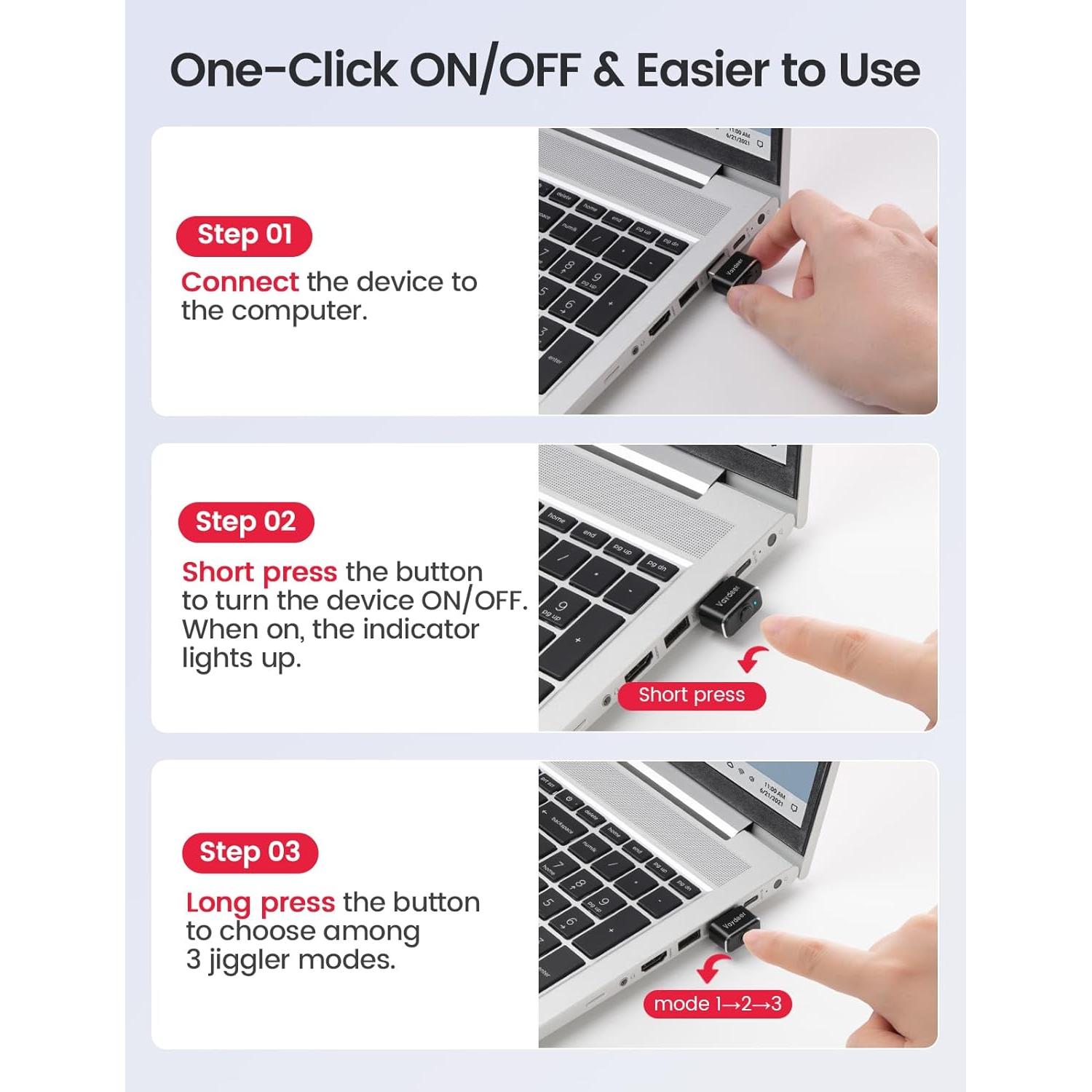 Jiggler de Ratón USB VAYDEER Mini de Metal 100% Indetectable