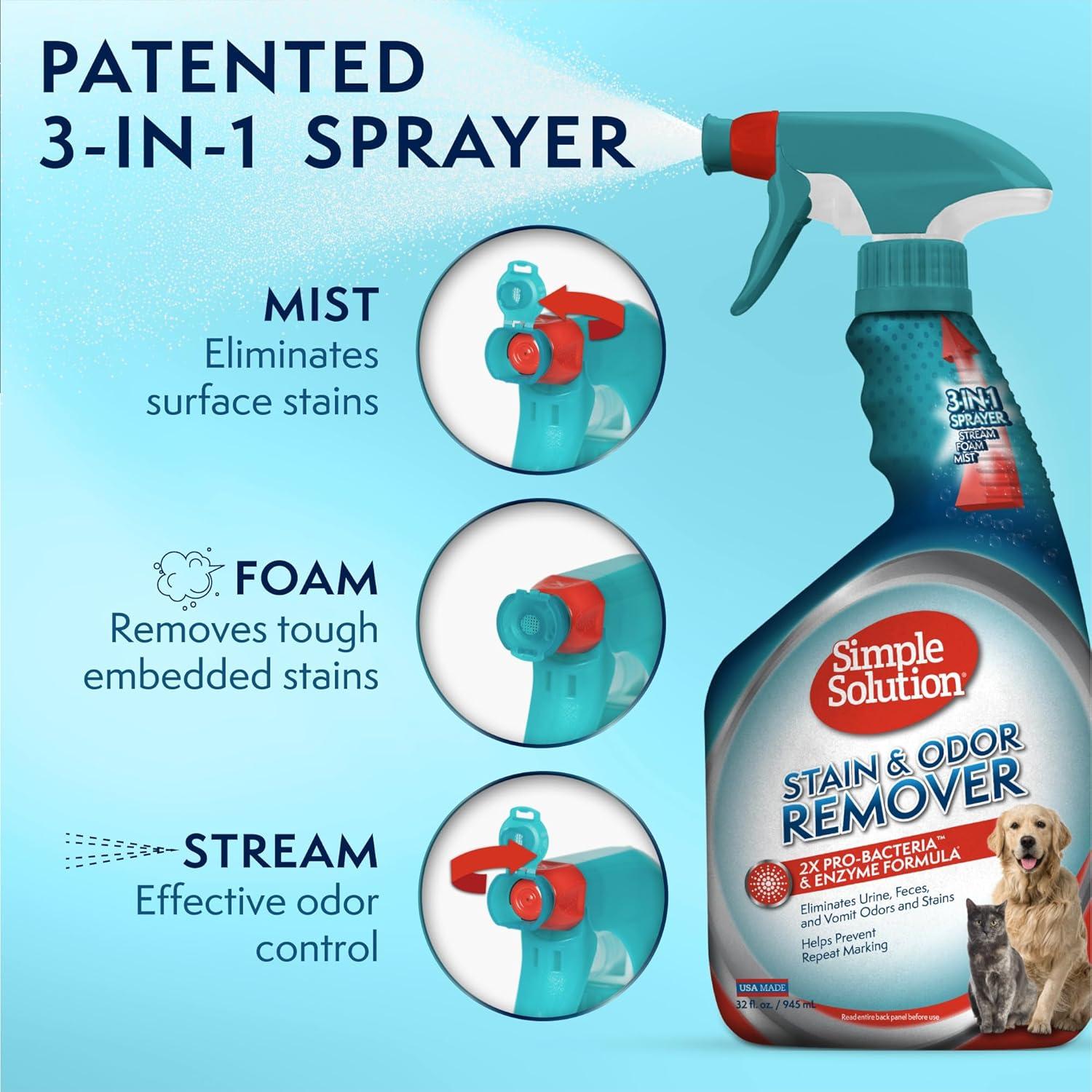 Eliminador de Manchas y Olores Simple Solution 0.95L para Mascotas