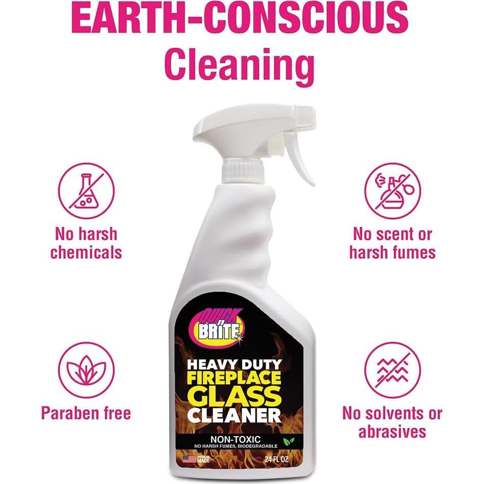Limpiador de Vidrio para Chimenea Quick N Brite 24oz - No Abrasivo