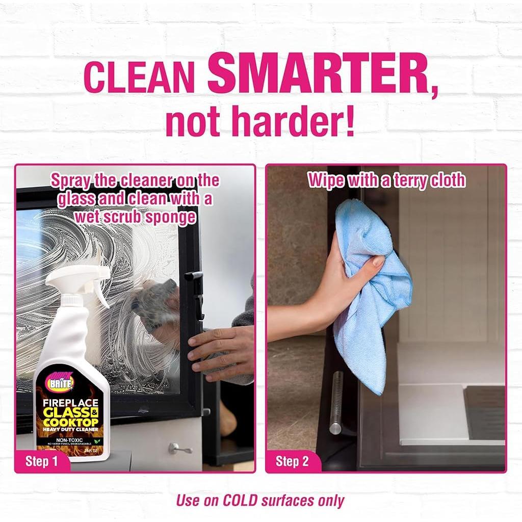 Limpiador de Vidrio para Chimenea Quick N Brite 24oz - No Abrasivo