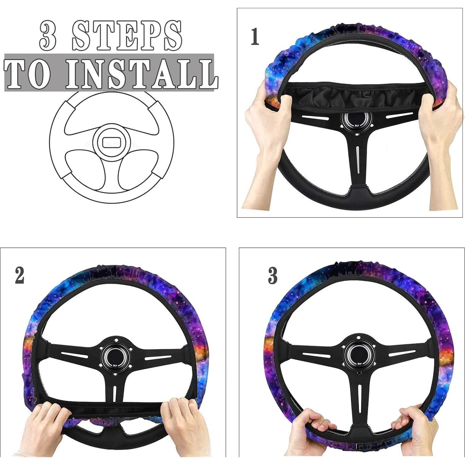 Cubierta de Volante AFPANQZ 14-15" Neopreno Antideslizante Azul Púrpura