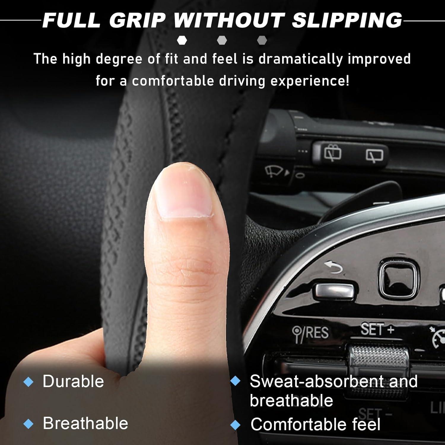 Cubierta de Volante de Cuero SHMZK 36.8-40.6 cm Antideslizante