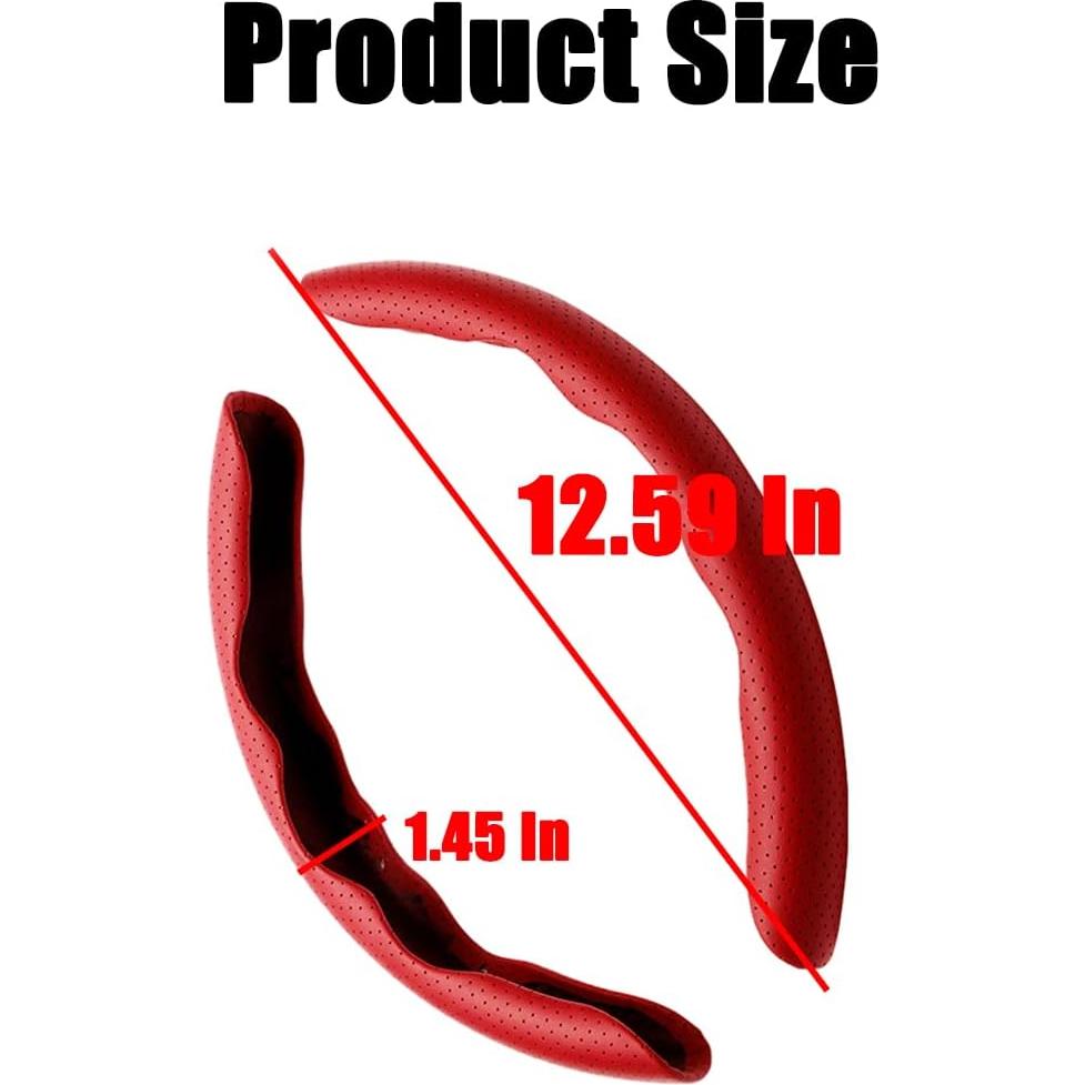 Funda de Volante de Coche LoyaForba 38cm Cuero Antideslizante Rojo