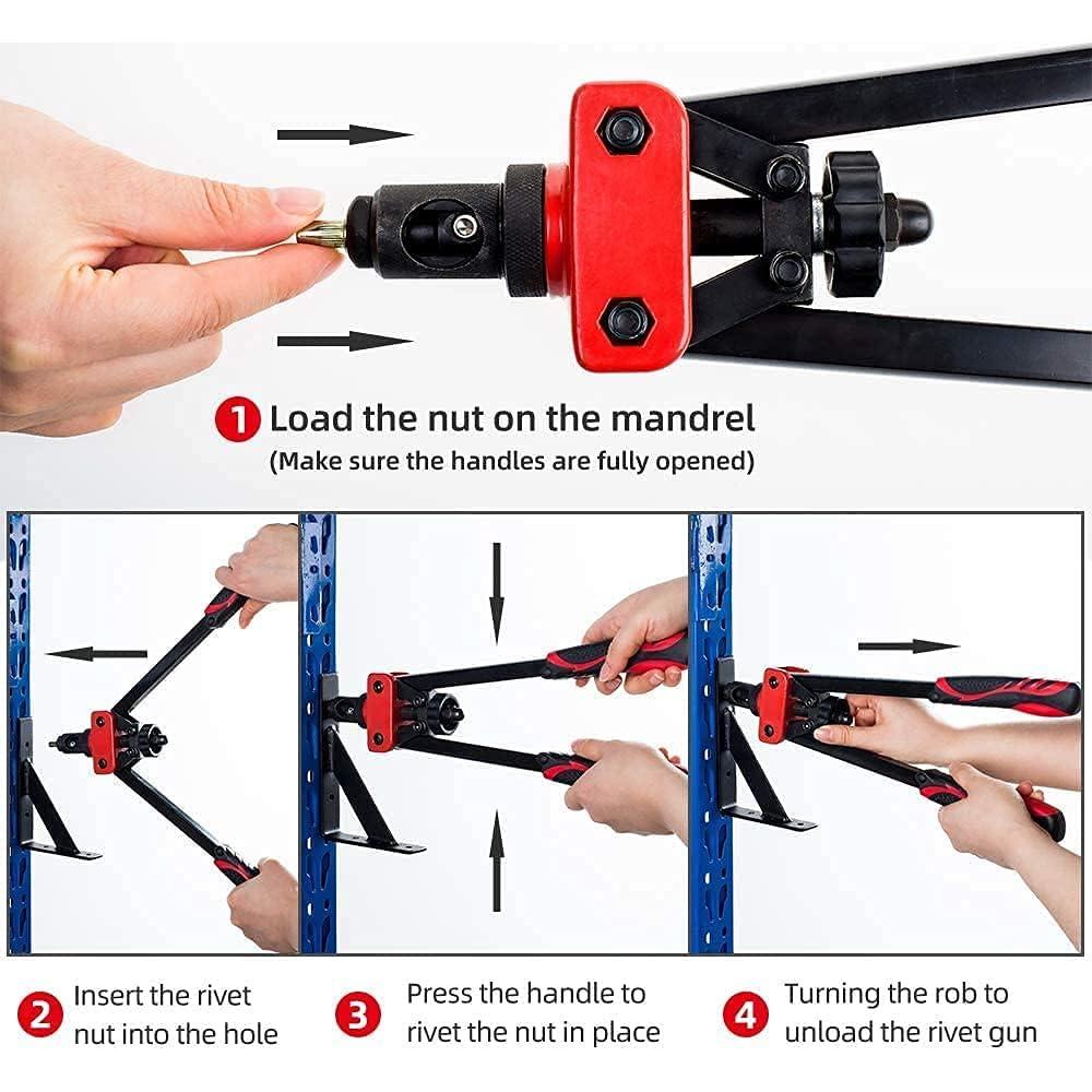 Pistola Remachadora Manual RZX 1.96kg con 6 Mandriles M3-M10