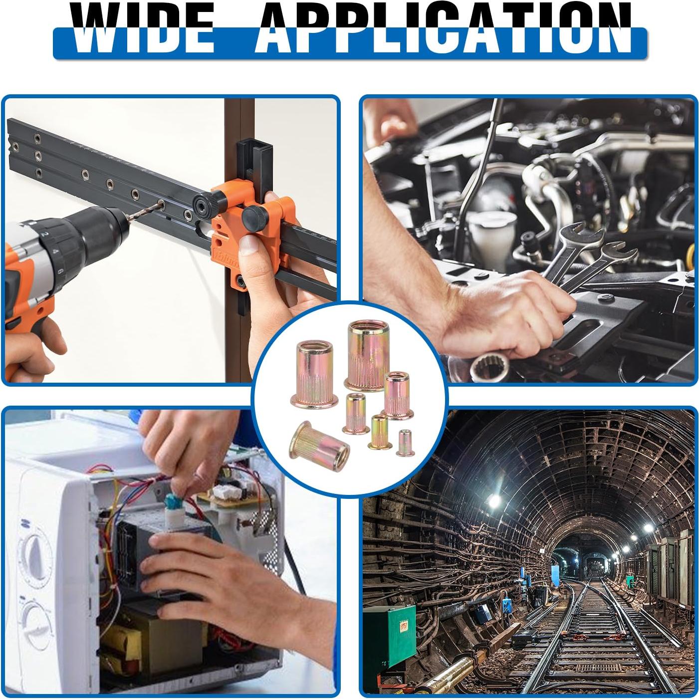 Kit de Tuercas Remachadas 400pcs JH Acero al Carbono Métrico