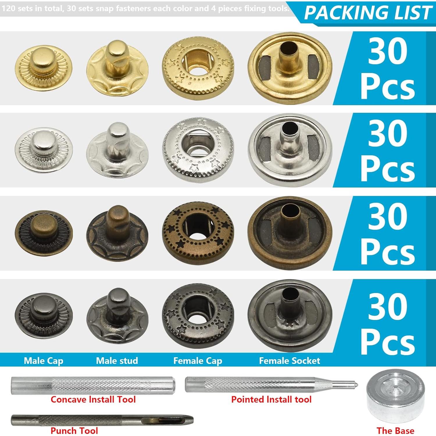 Kit de Botones de Presión HDST-HOME 120 Conjuntos 12.5mm