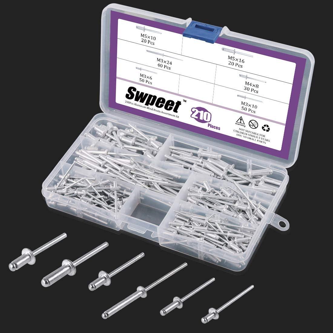 Kit Adaptador Pistola Remaches Eléctrica Swpeet 211Pcs