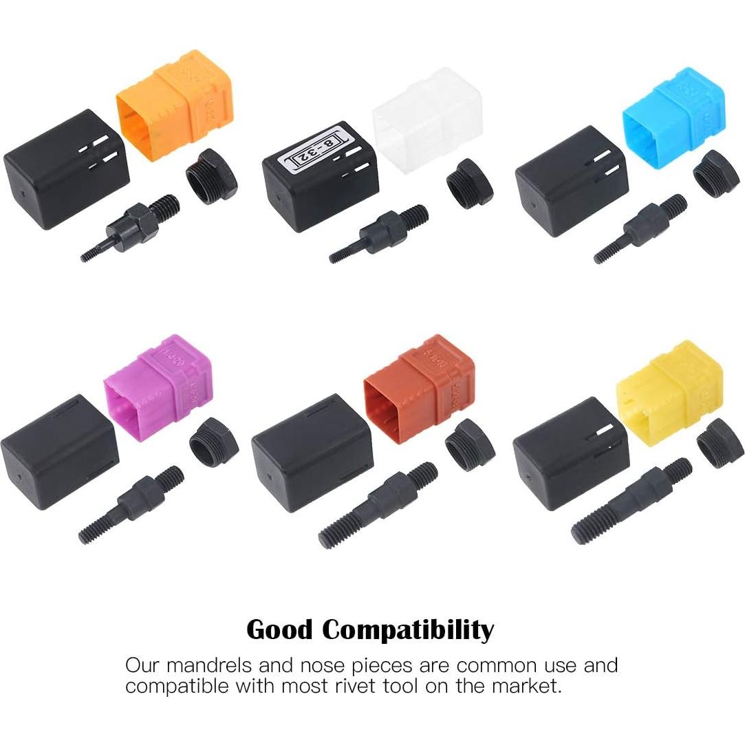 Mandril Remachadora Hilitchi 6PCS SAE y Métrico Variados