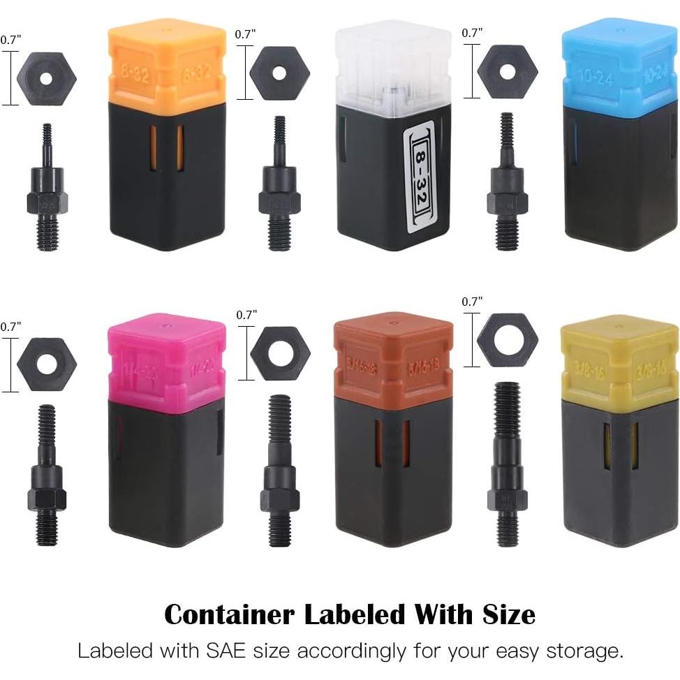 Mandril Remachadora Hilitchi 6PCS SAE y Métrico Variados