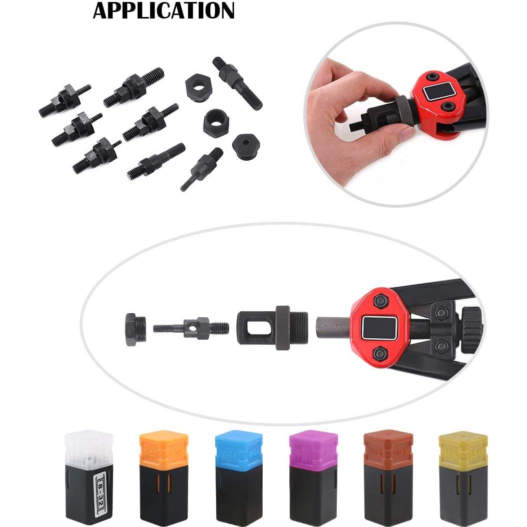 Mandril Remachadora Hilitchi 6PCS SAE y Métrico Variados