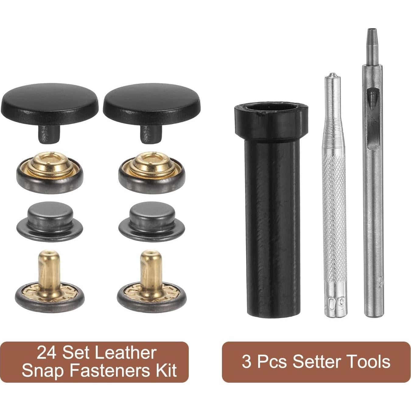 Kit de Broches a Presión de Cuero HARFINGTON 24 Set 20mm Negro