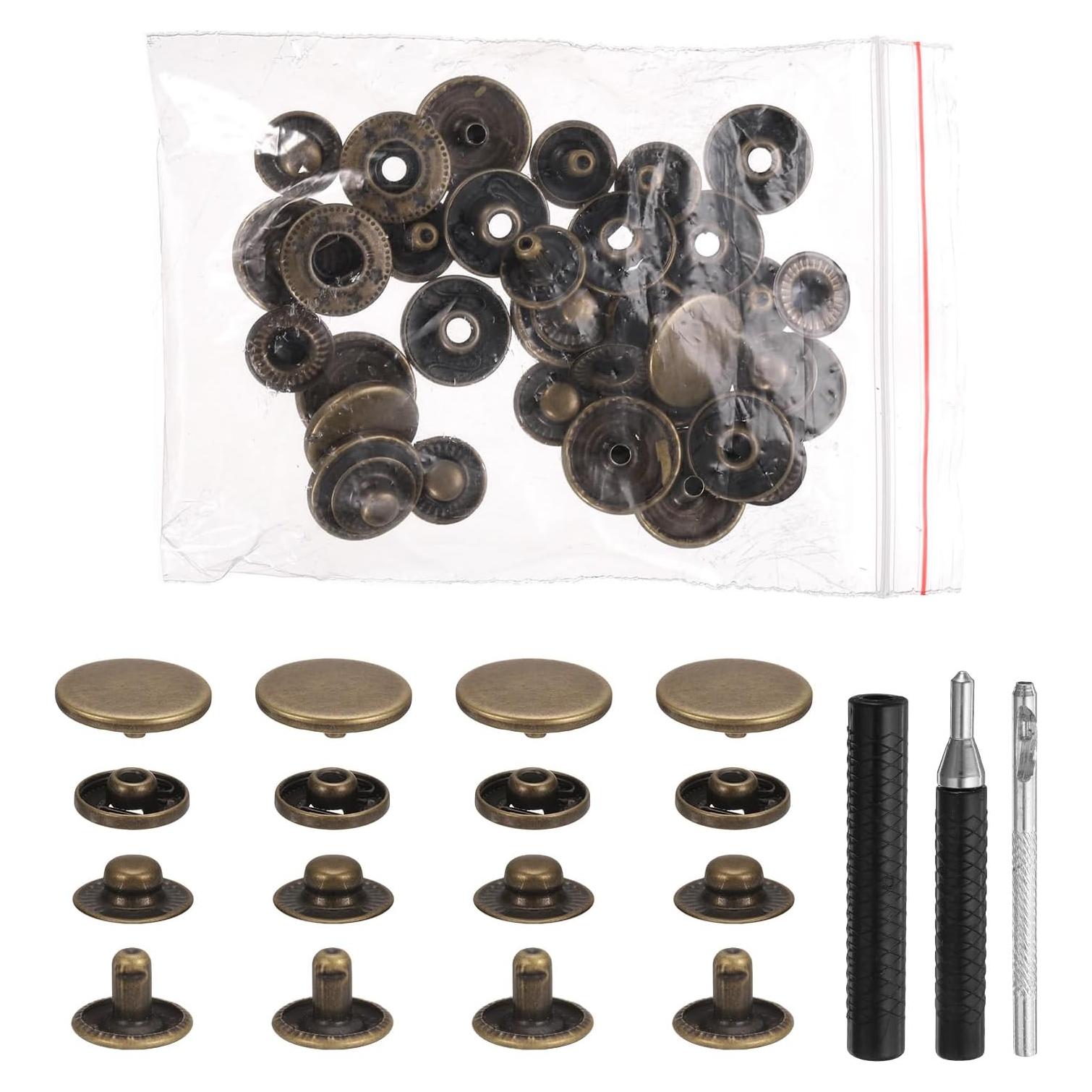 Kit de Broches a Presión de Cuero HARFINGTON 50 Set 17mm Bronce